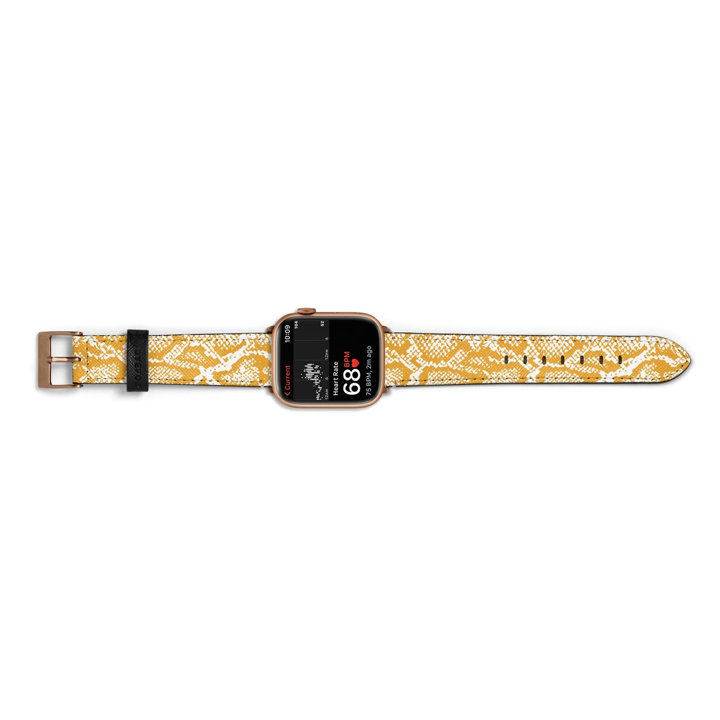 Yellow Snakeskin Apple Watch Strap Size 38mm Landscape Image Gold Hardware