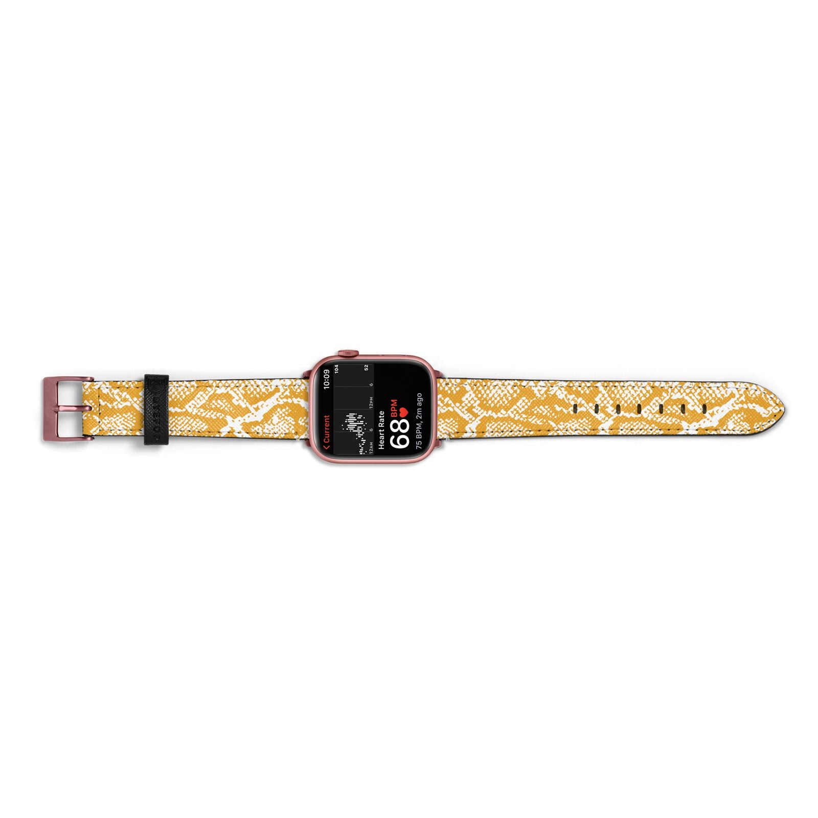 Yellow Snakeskin Apple Watch Strap Size 38mm Landscape Image Rose Gold Hardware