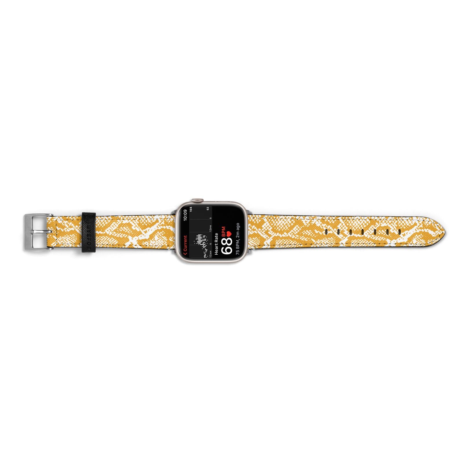 Yellow Snakeskin Apple Watch Strap Size 38mm Landscape Image Silver Hardware