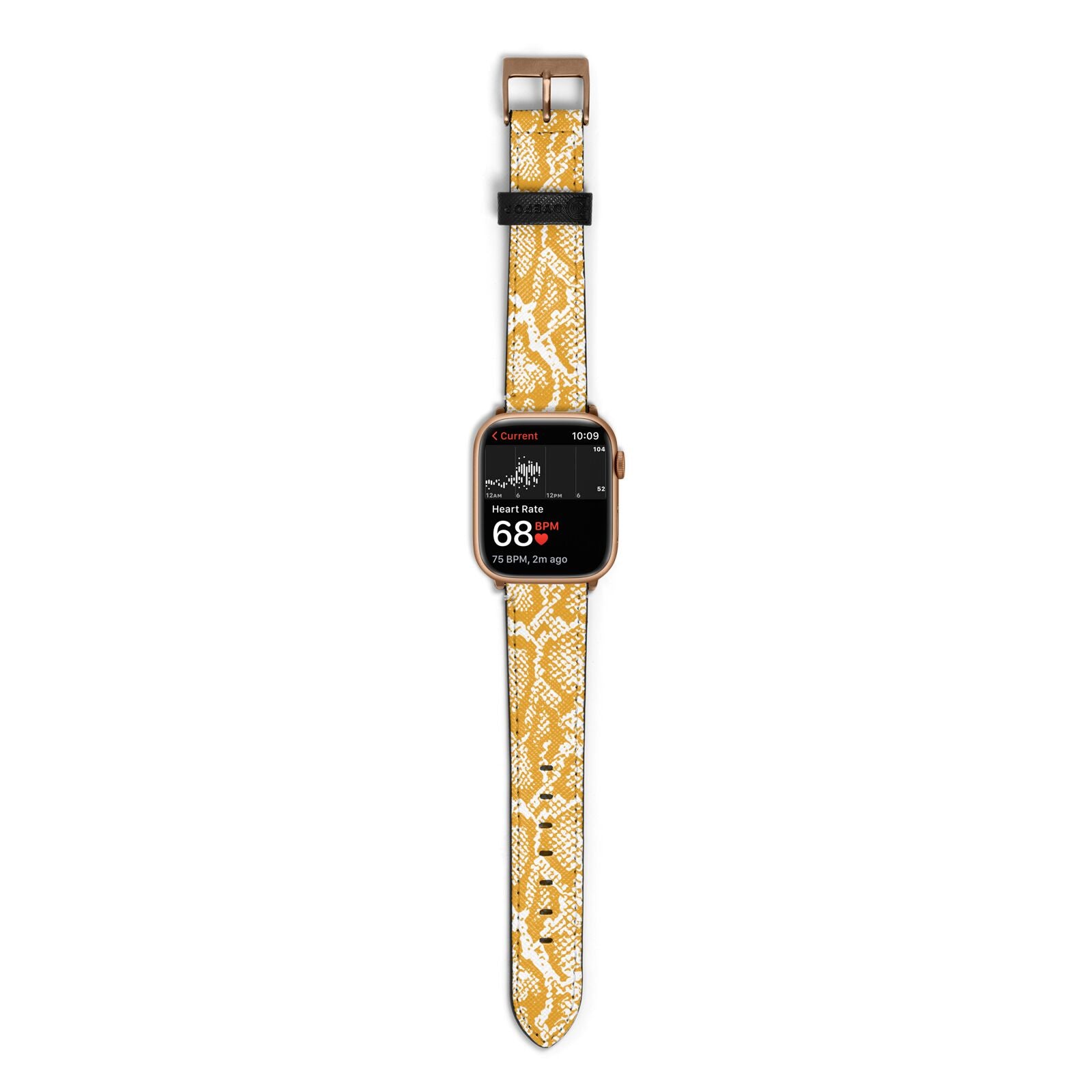 Yellow Snakeskin Apple Watch Strap Size 38mm with Gold Hardware