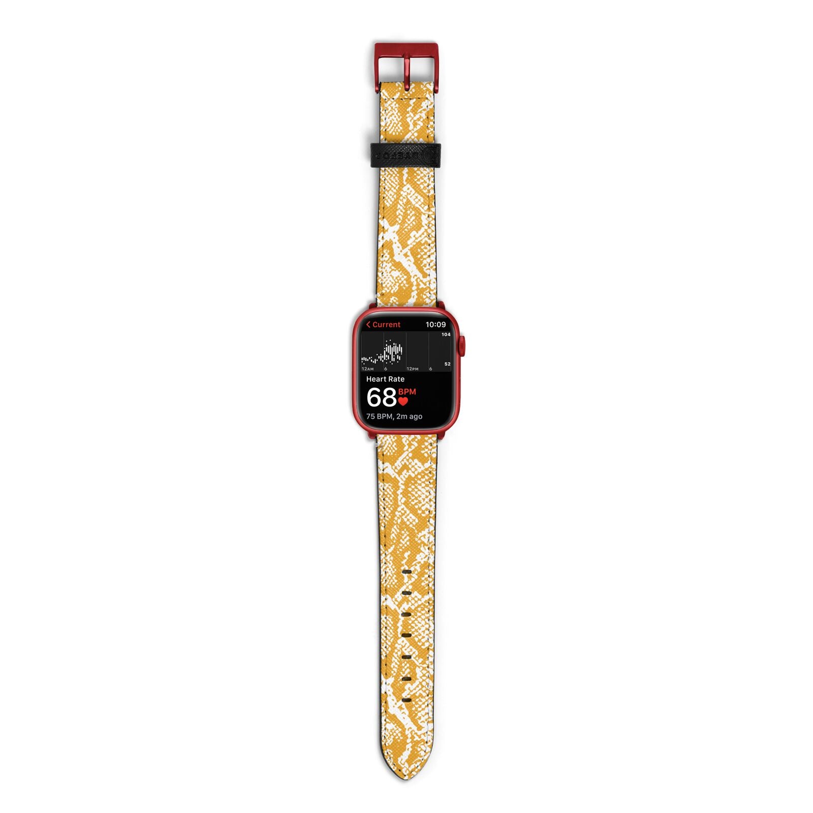 Yellow Snakeskin Apple Watch Strap Size 38mm with Red Hardware