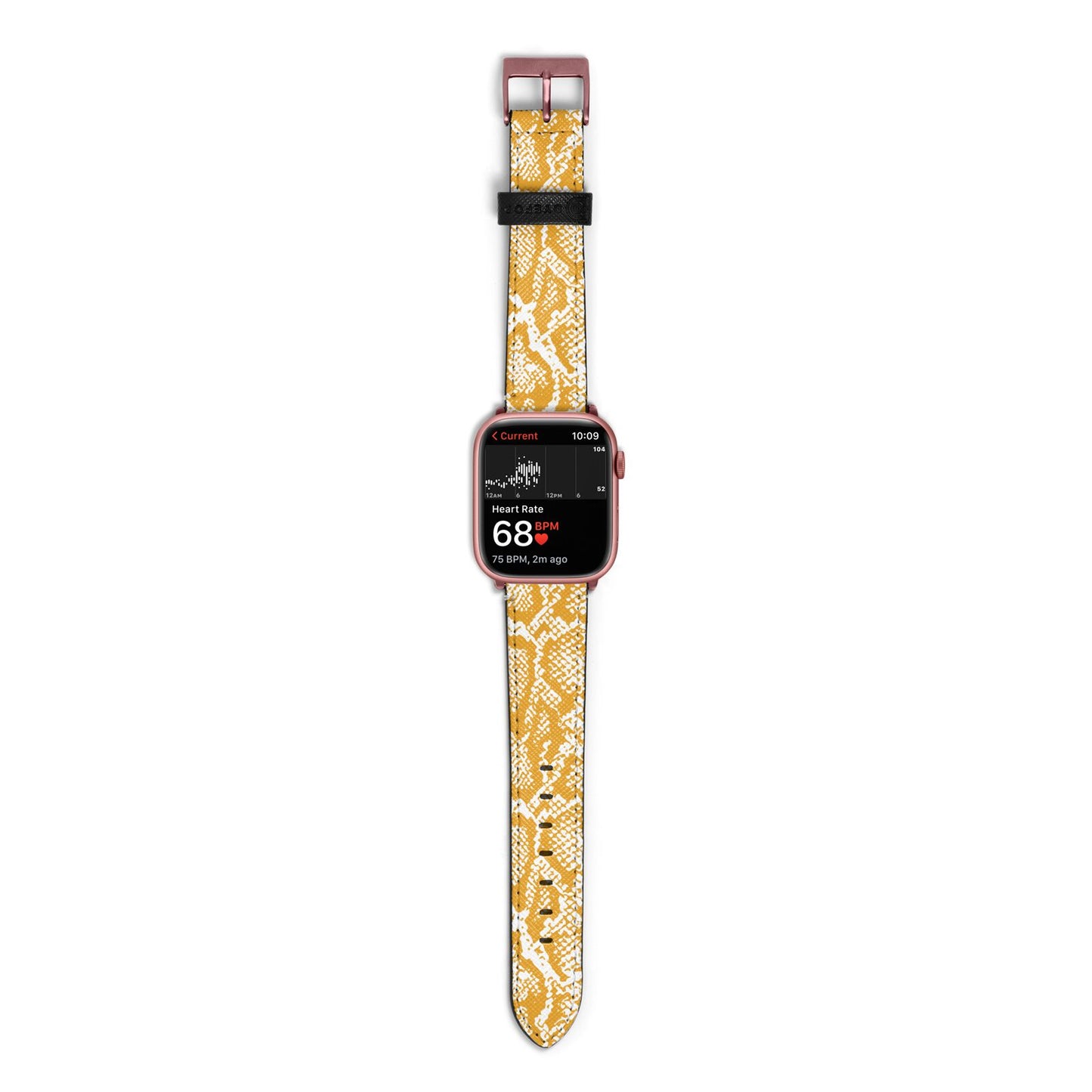 Yellow Snakeskin Apple Watch Strap Size 38mm with Rose Gold Hardware