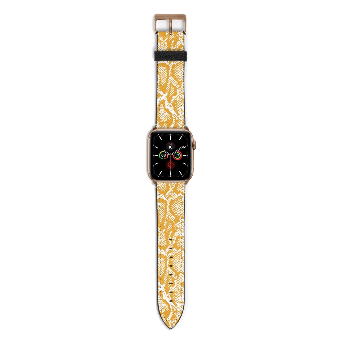 Yellow Snakeskin Apple Watch Strap with Gold Hardware