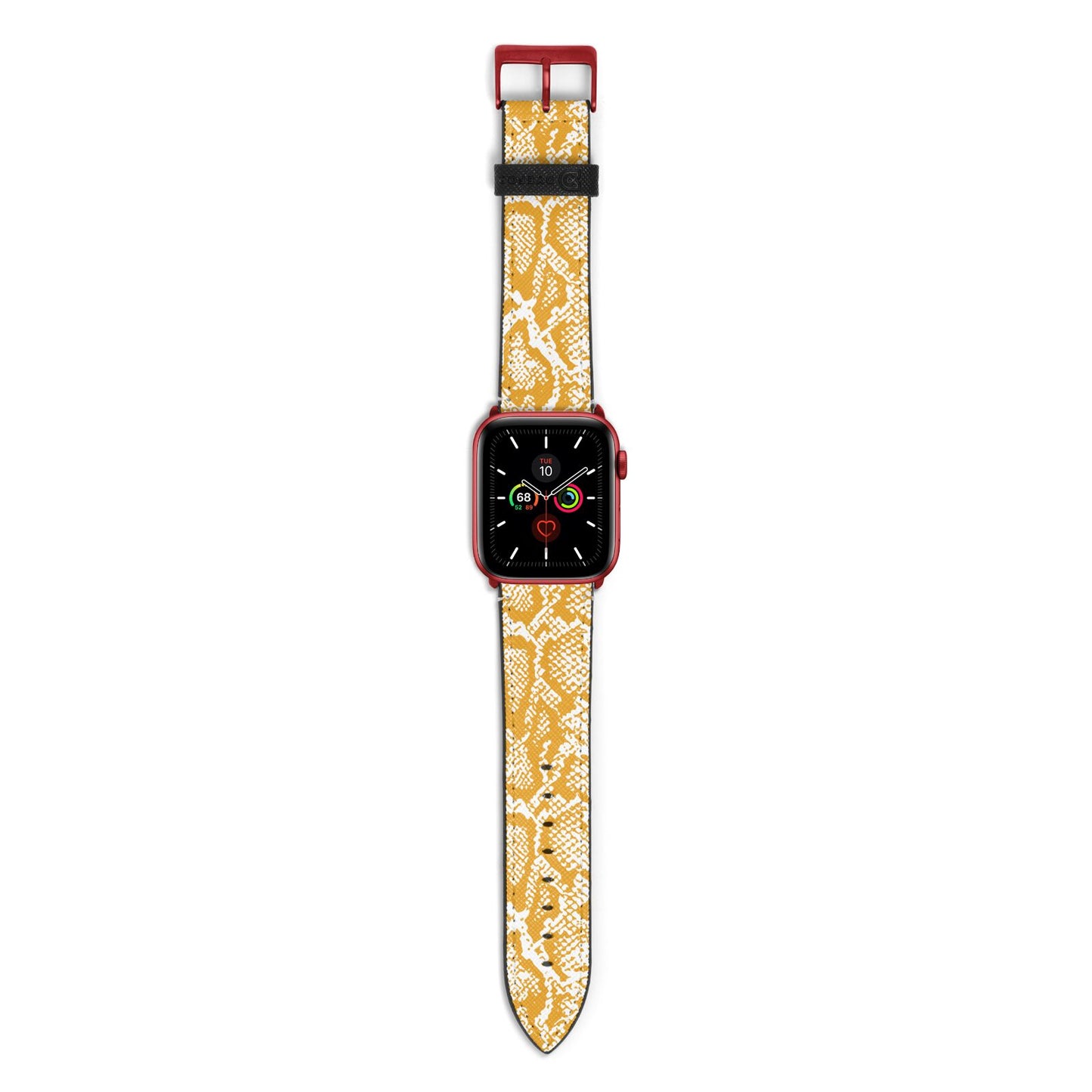 Yellow Snakeskin Apple Watch Strap with Red Hardware