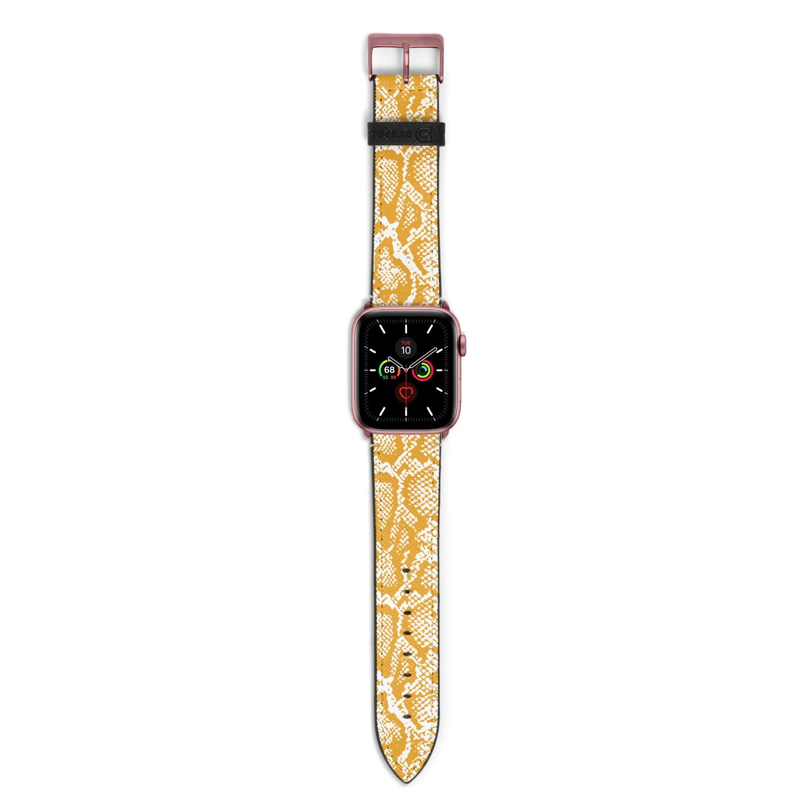 Yellow Snakeskin Apple Watch Strap with Rose Gold Hardware