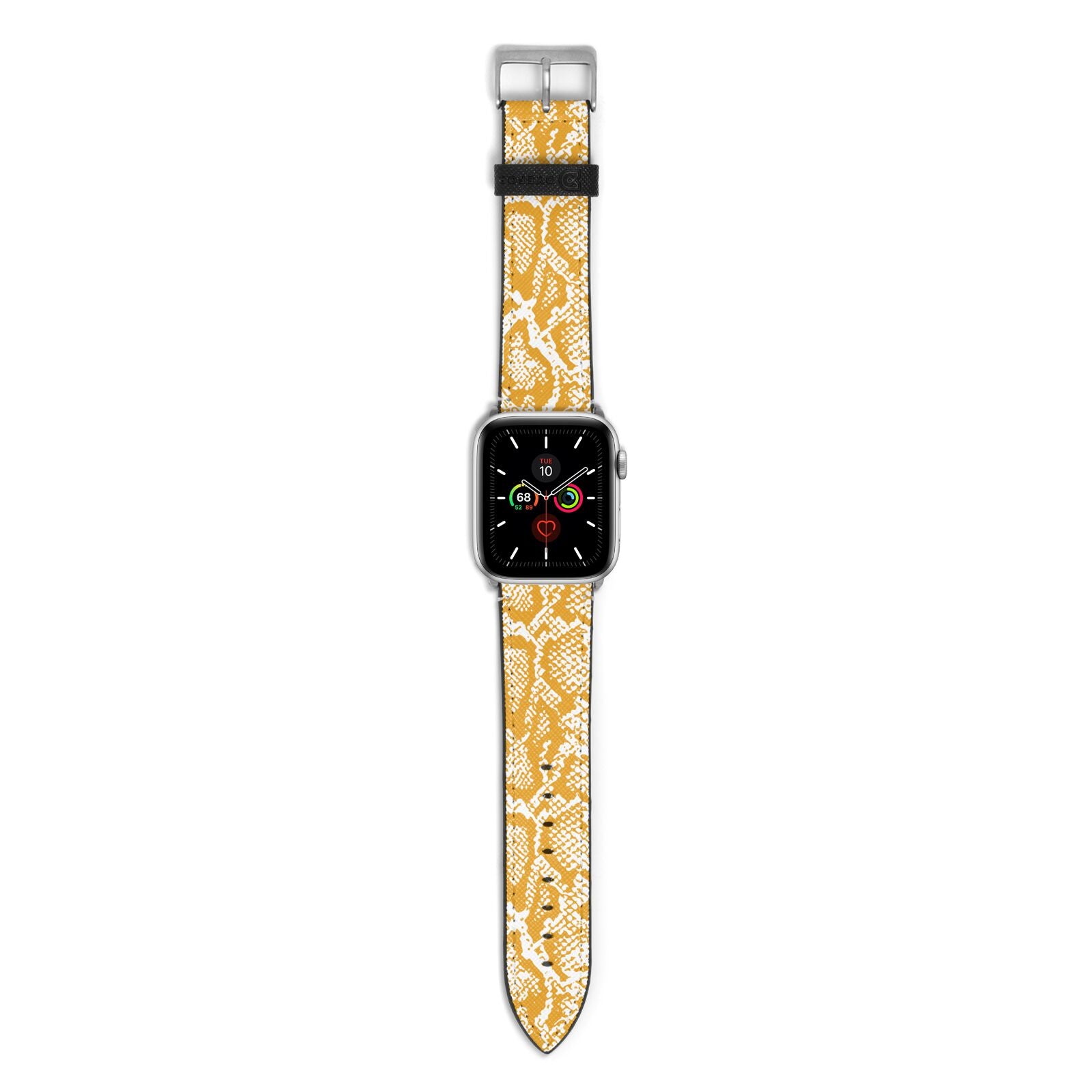 Yellow Snakeskin Apple Watch Strap with Silver Hardware