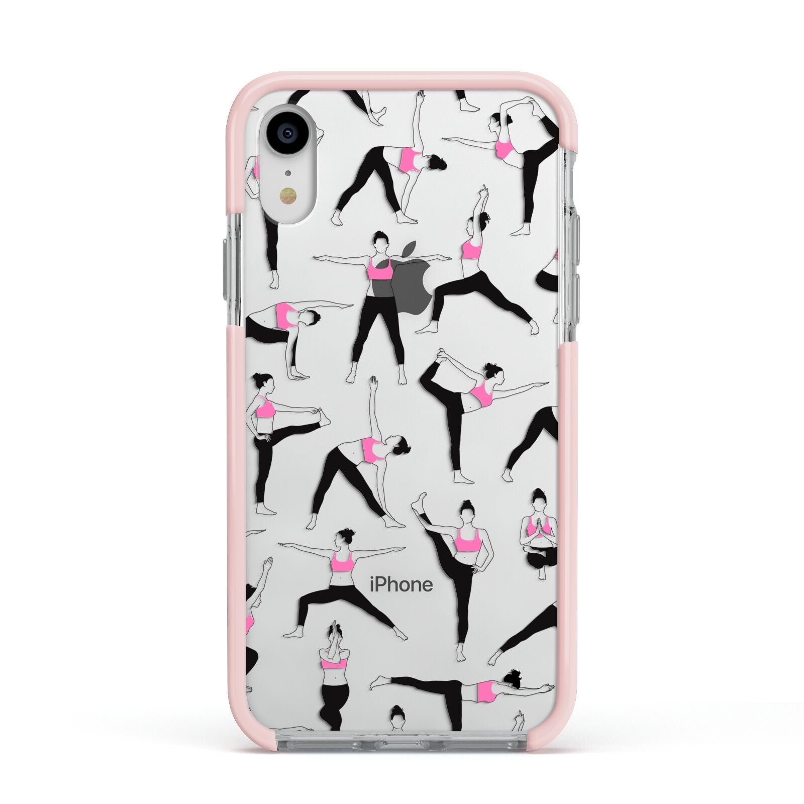 Yoga Apple iPhone XR Impact Case Pink Edge on Silver Phone