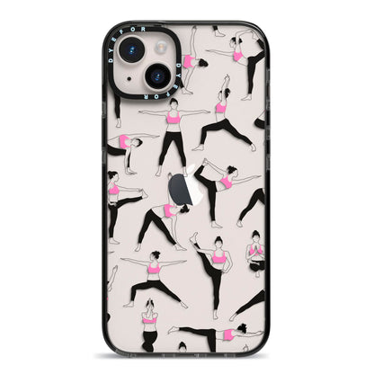 Yoga iPhone 14 Plus Black Impact Case on Silver phone