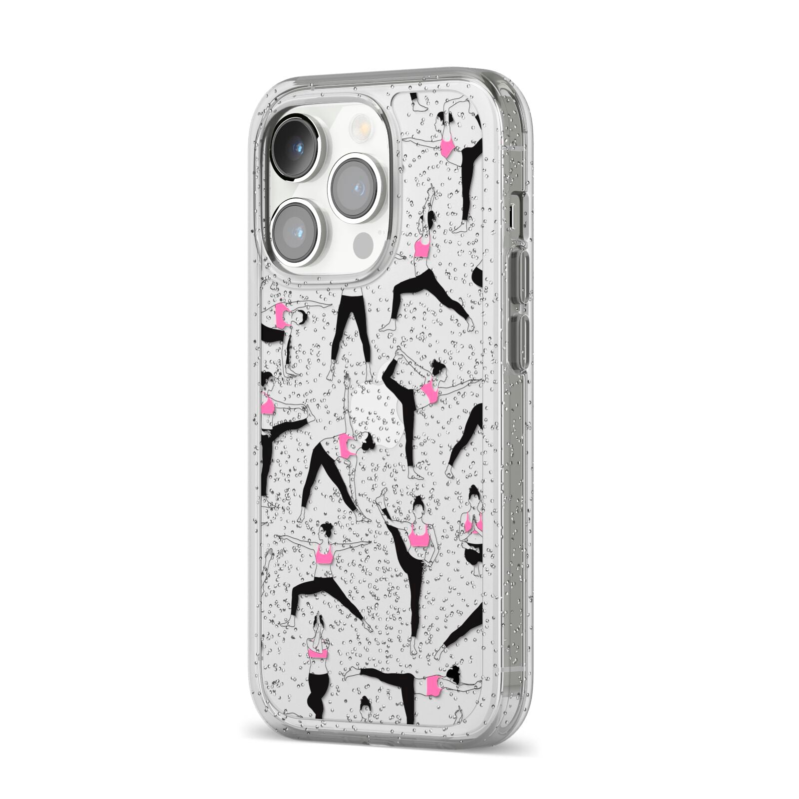 Yoga iPhone 14 Pro Glitter Tough Case Silver Angled Image