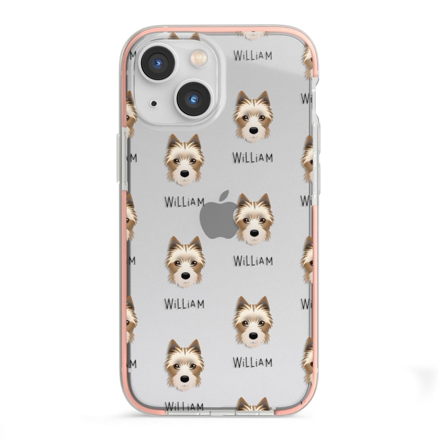 Yorkie Russell Icon with Name iPhone 13 Mini TPU Impact Case with Pink Edges