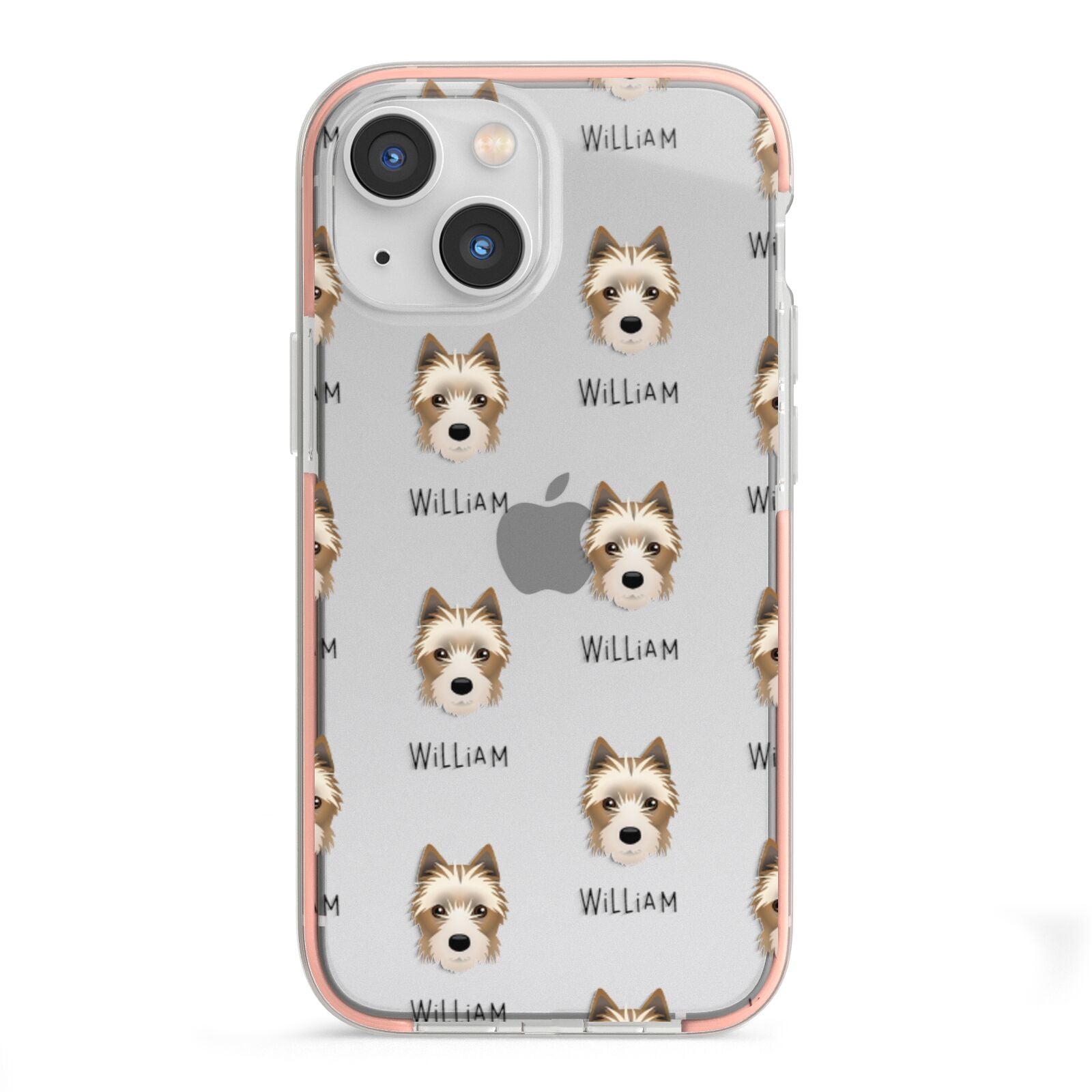 Yorkie Russell Icon with Name iPhone 13 Mini TPU Impact Case with Pink Edges