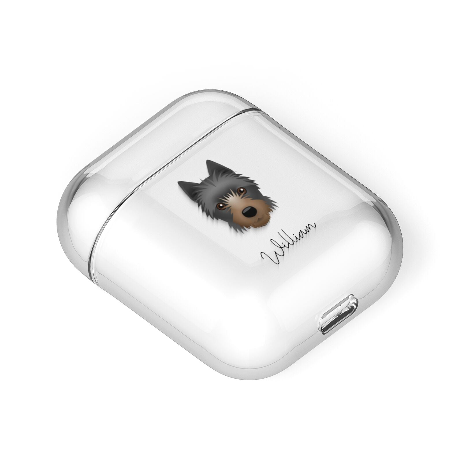 Yorkie Russell Personalised AirPods Case Laid Flat