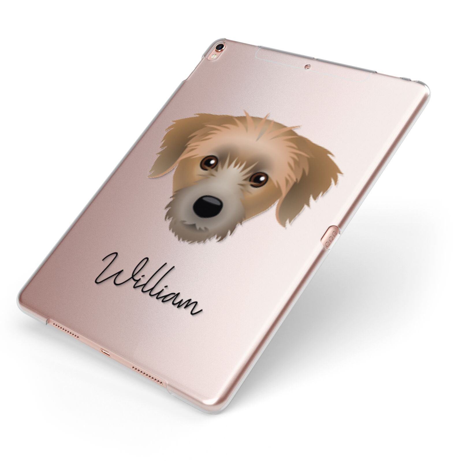 Yorkie Russell Personalised Apple iPad Case on Rose Gold iPad Side View