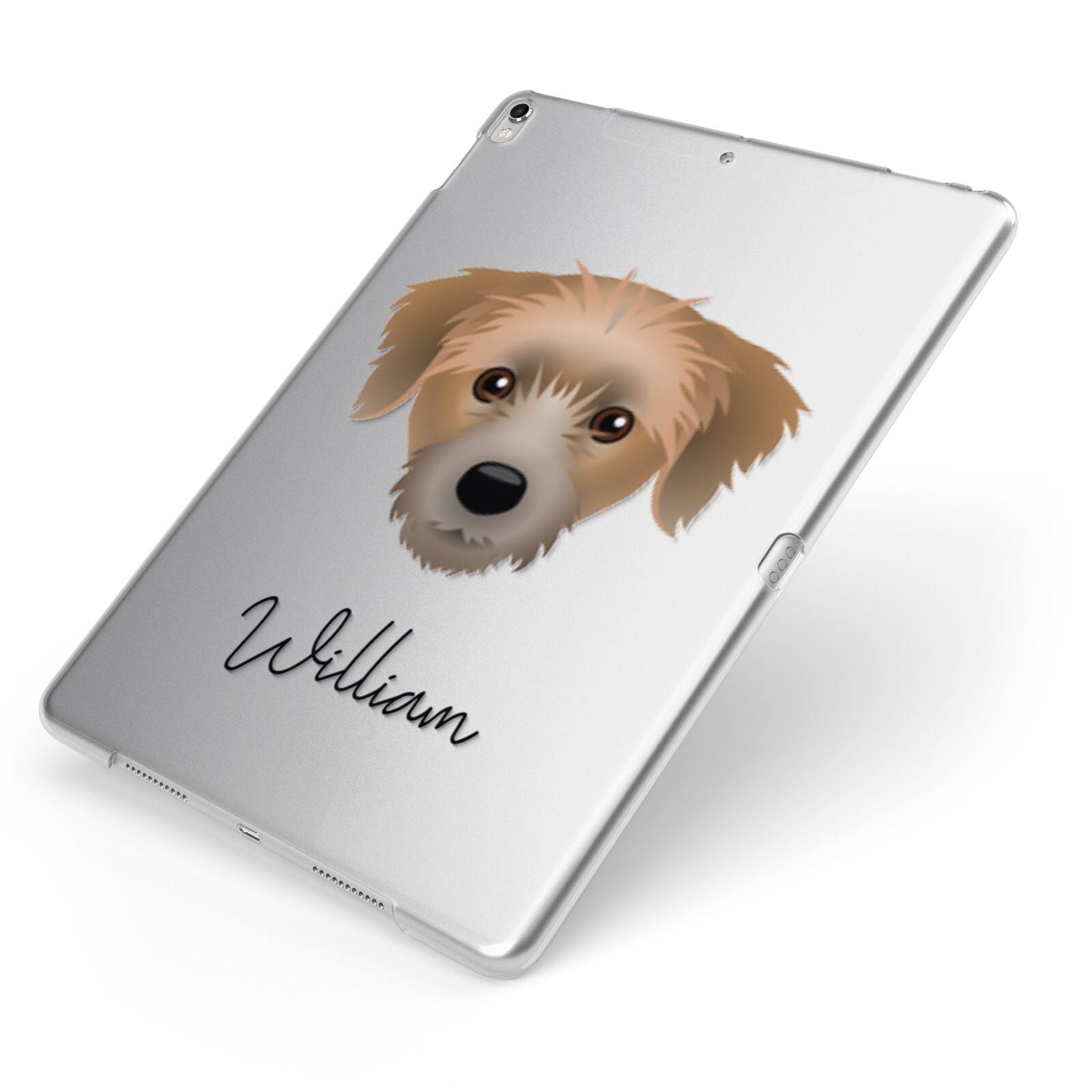 Yorkie Russell Personalised Apple iPad Case on Silver iPad Side View