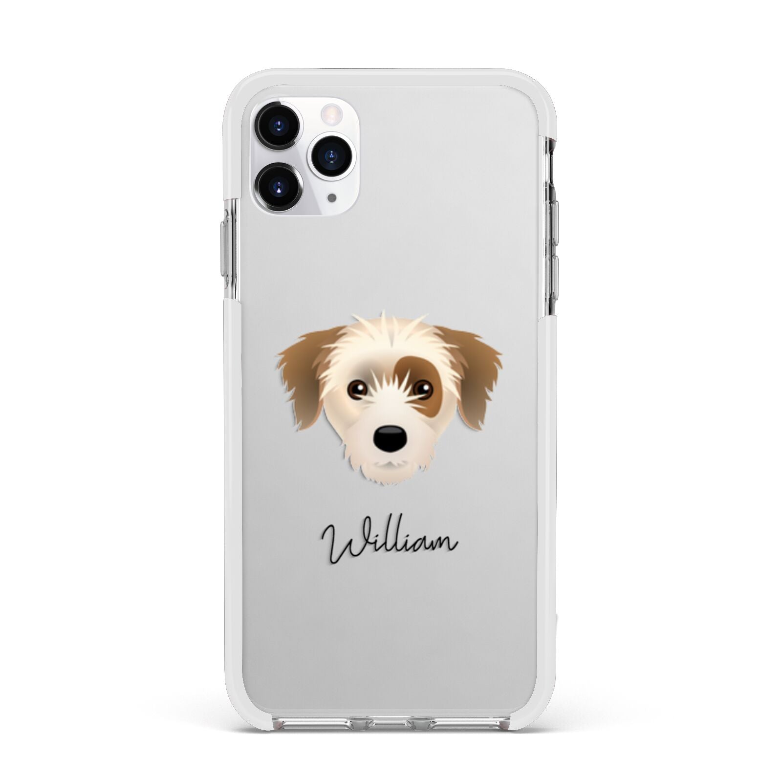 Yorkie Russell Personalised Apple iPhone 11 Pro Max in Silver with White Impact Case