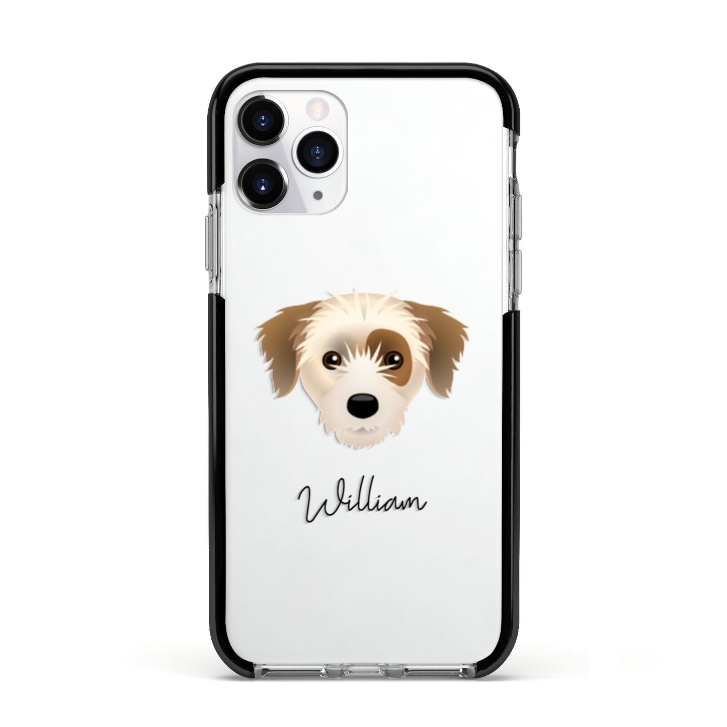 Yorkie Russell Personalised Apple iPhone 11 Pro in Silver with Black Impact Case