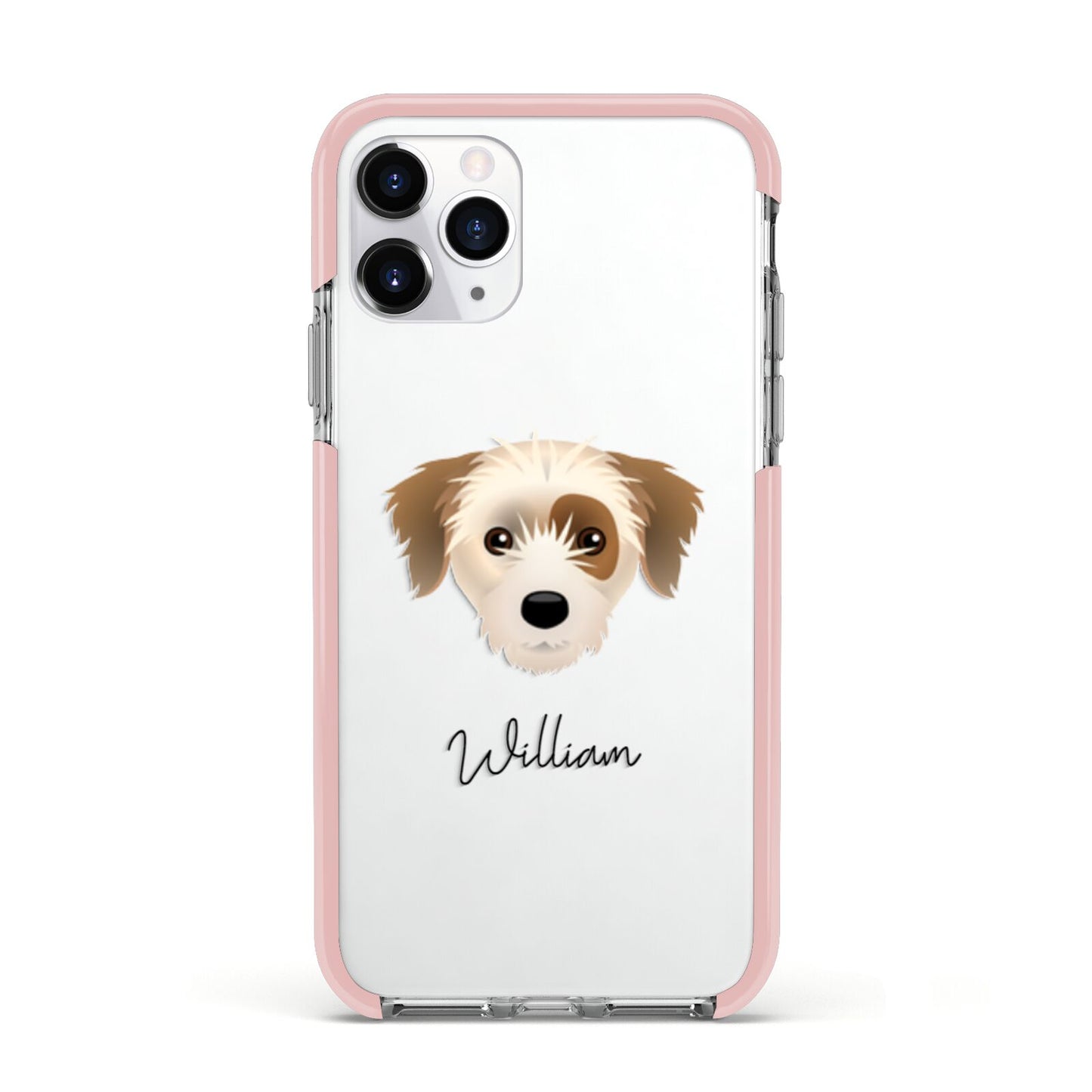Yorkie Russell Personalised Apple iPhone 11 Pro in Silver with Pink Impact Case