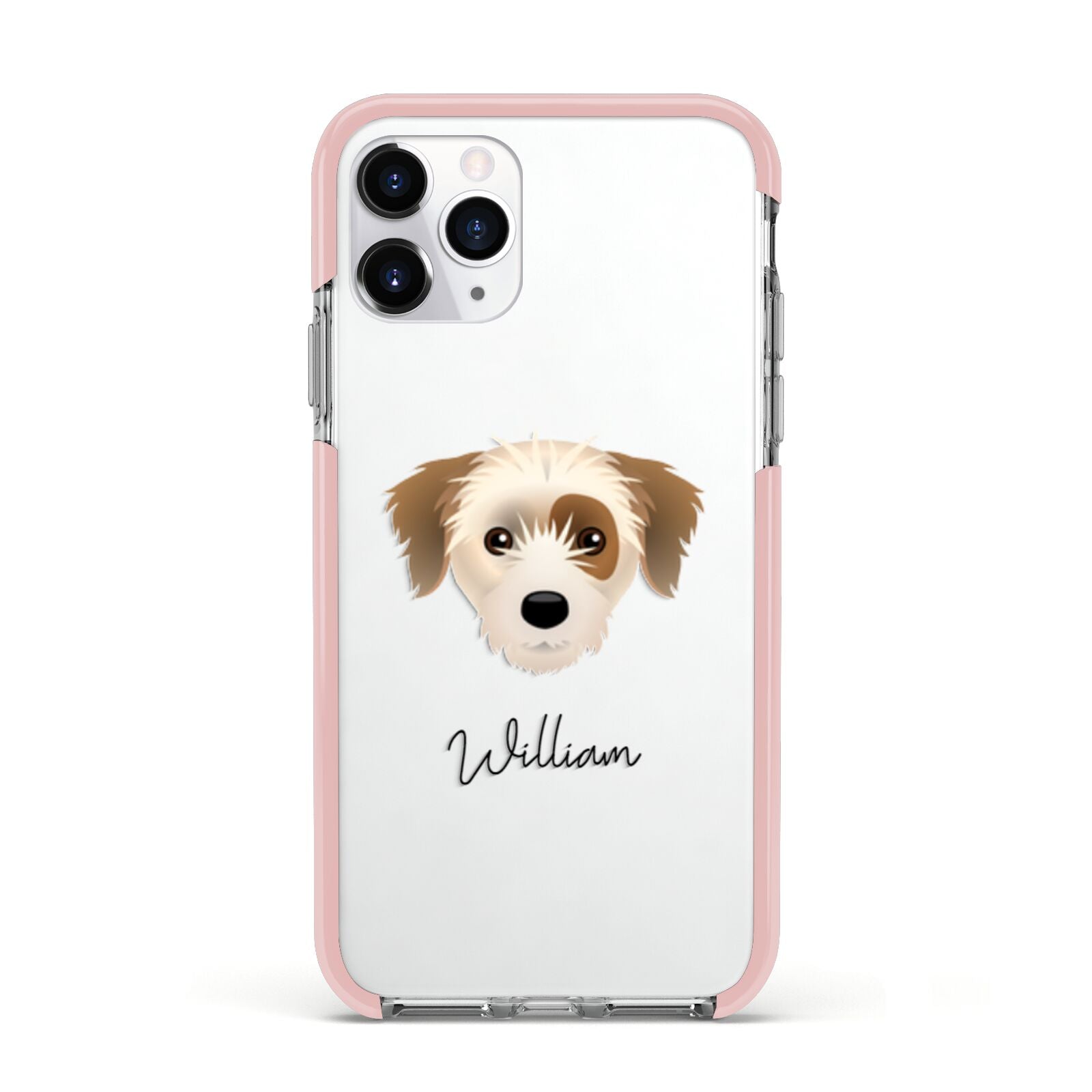 Yorkie Russell Personalised Apple iPhone 11 Pro in Silver with Pink Impact Case