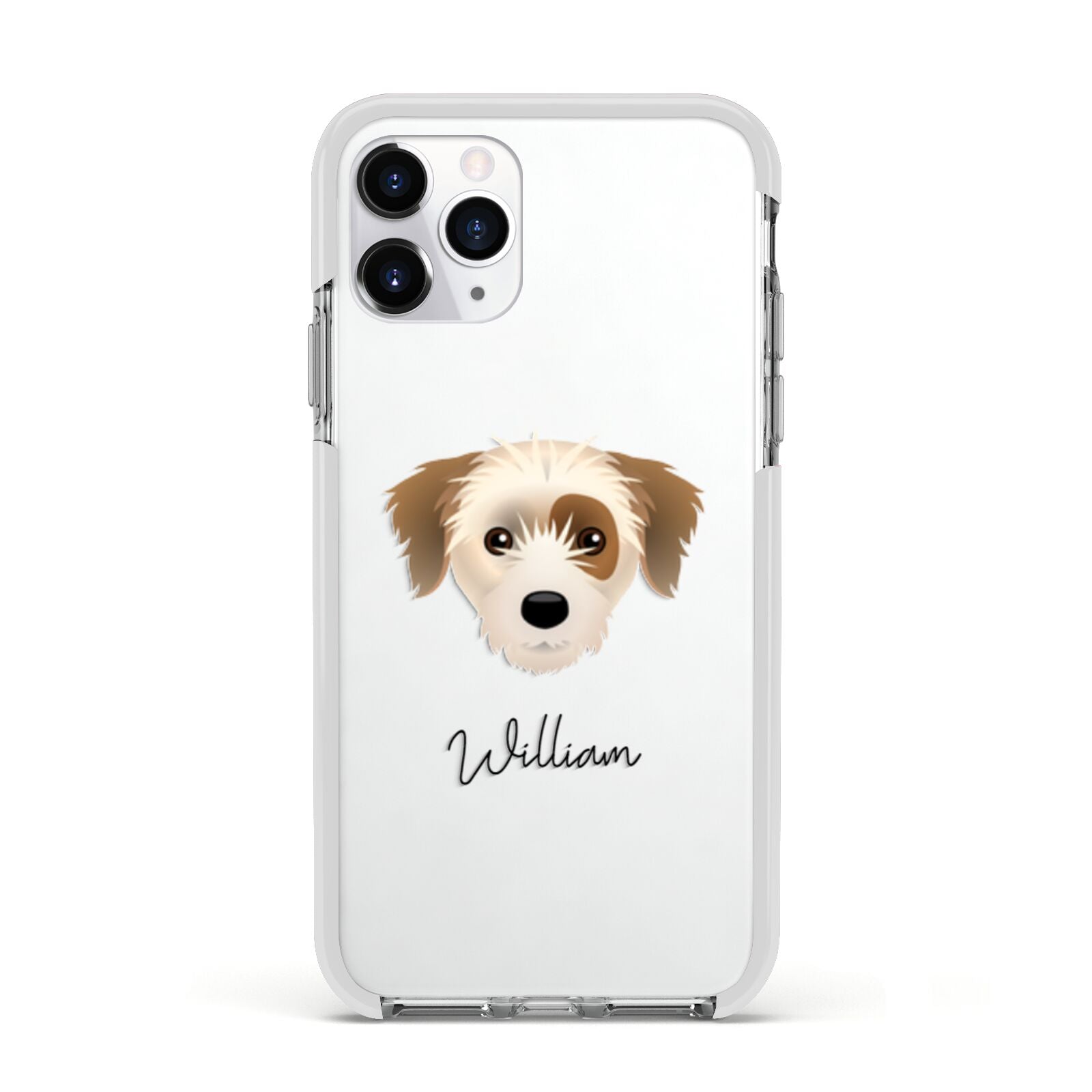 Yorkie Russell Personalised Apple iPhone 11 Pro in Silver with White Impact Case