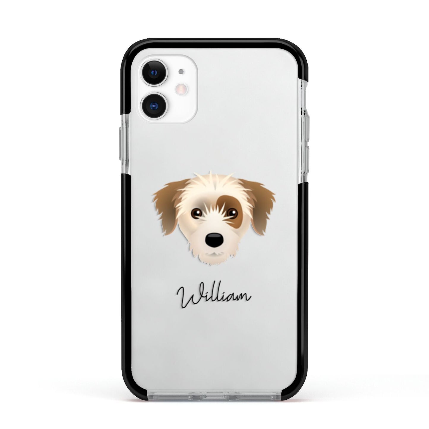 Yorkie Russell Personalised Apple iPhone 11 in White with Black Impact Case