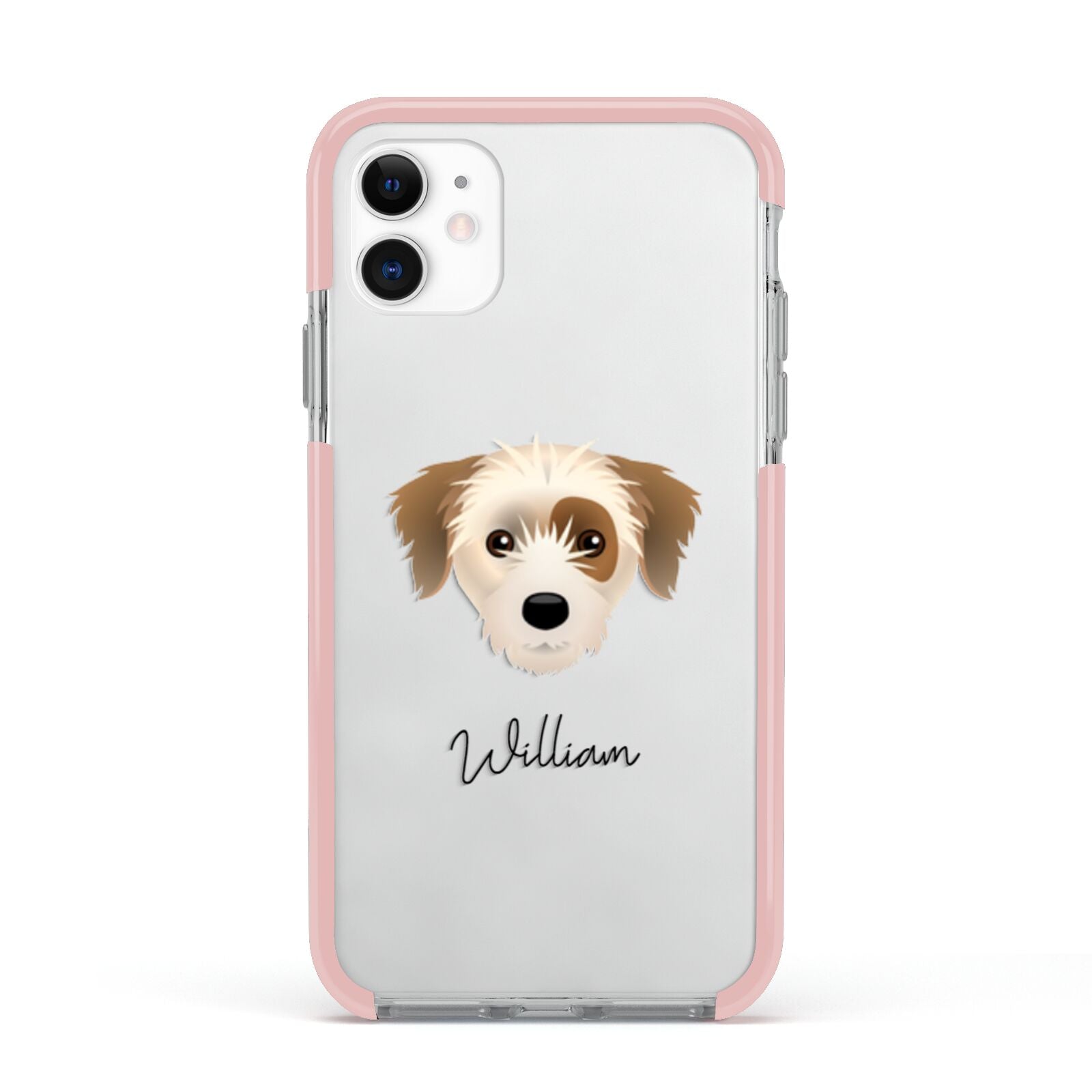 Yorkie Russell Personalised Apple iPhone 11 in White with Pink Impact Case