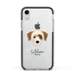 Yorkie Russell Personalised Apple iPhone XR Impact Case Black Edge on Silver Phone