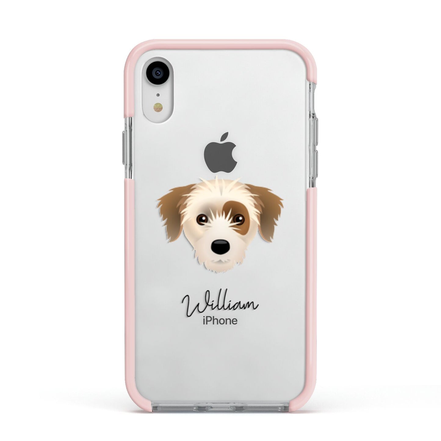 Yorkie Russell Personalised Apple iPhone XR Impact Case Pink Edge on Silver Phone