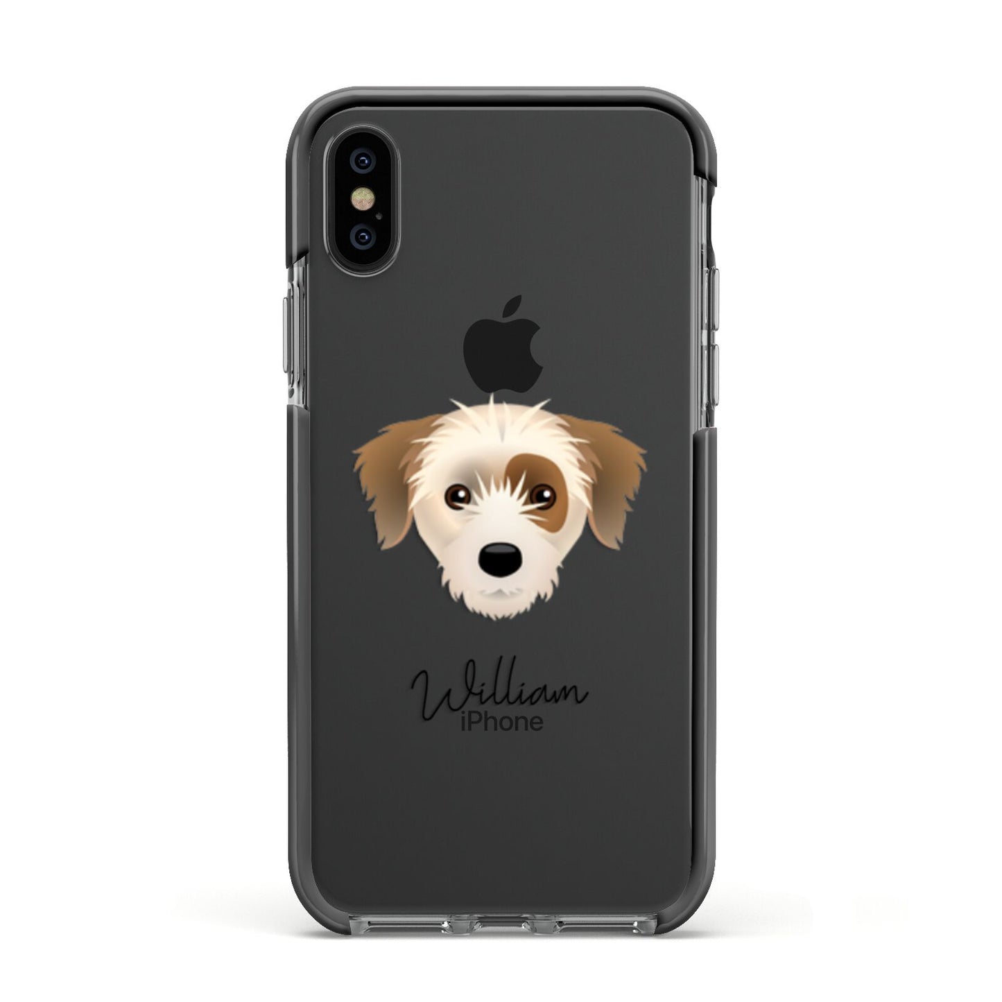 Yorkie Russell Personalised Apple iPhone Xs Impact Case Black Edge on Black Phone