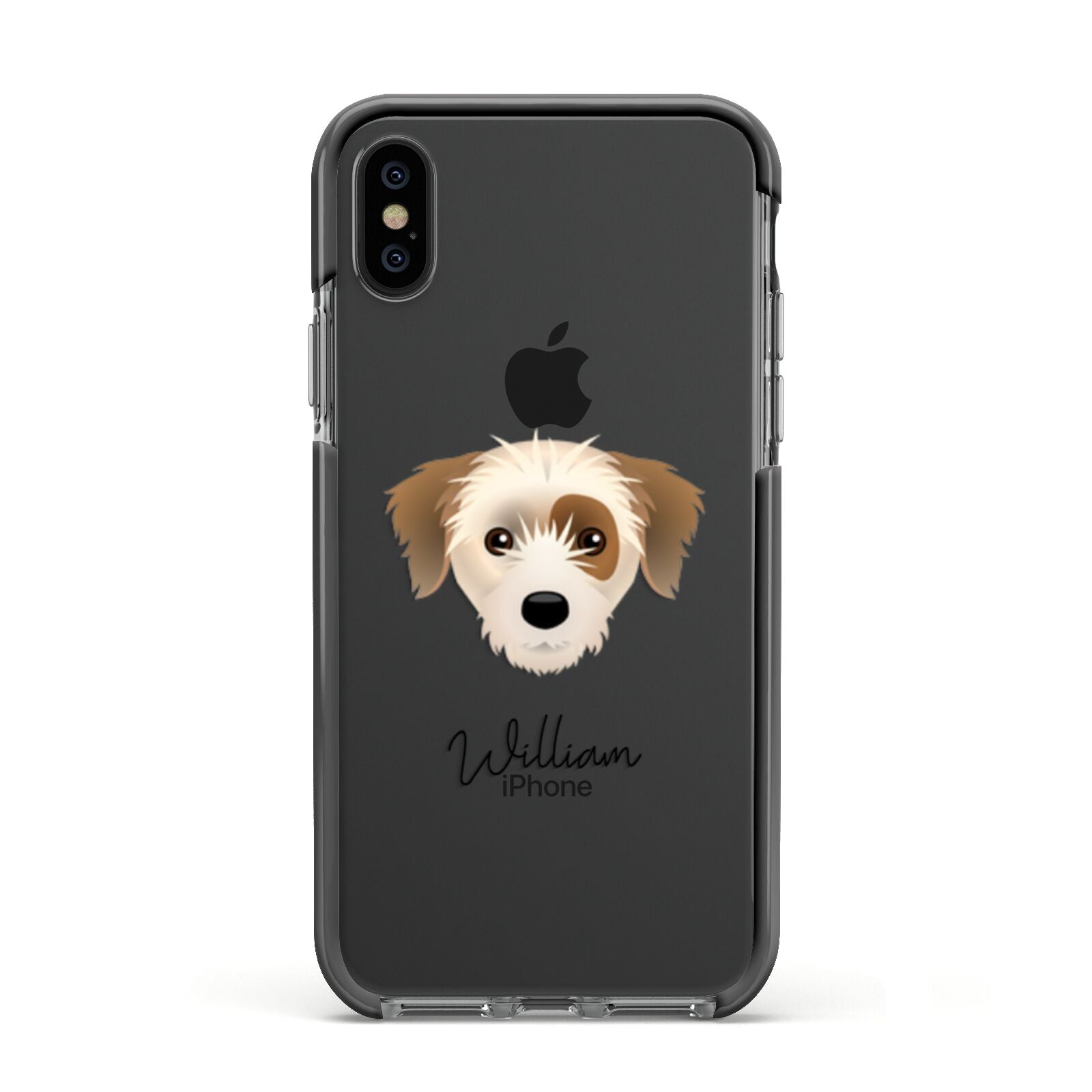 Yorkie Russell Personalised Apple iPhone Xs Impact Case Black Edge on Black Phone