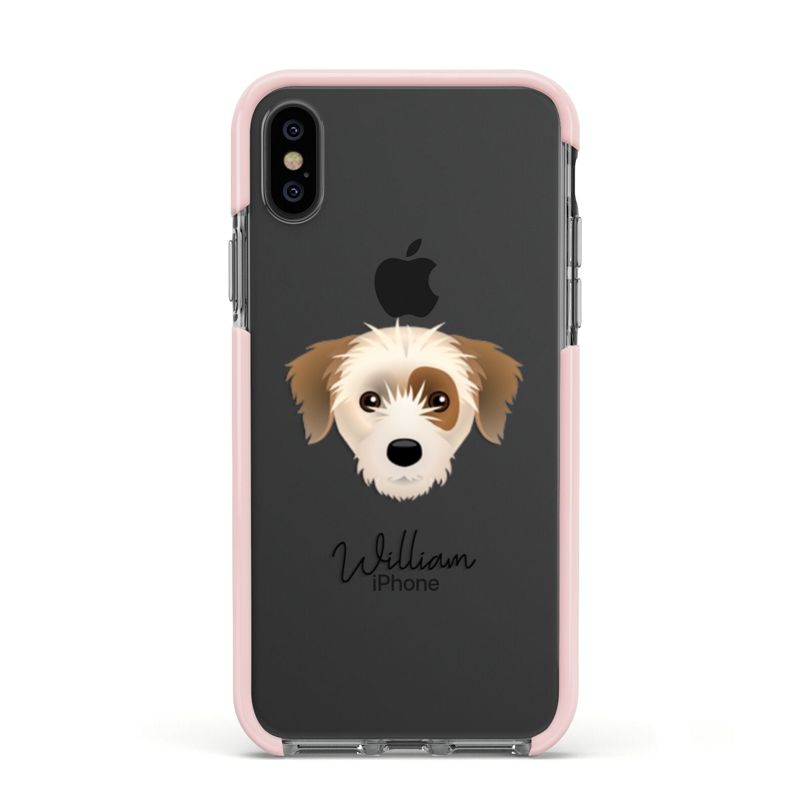 Yorkie Russell Personalised Apple iPhone Xs Impact Case Pink Edge on Black Phone
