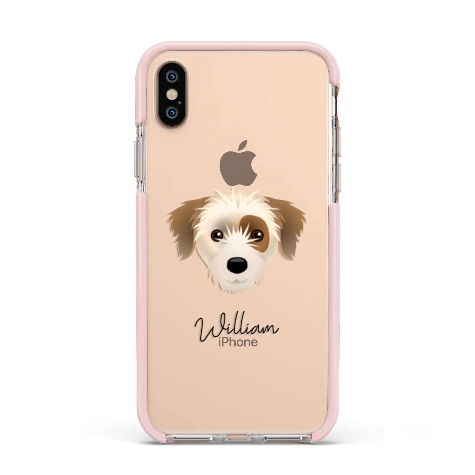 Yorkie Russell Personalised Apple iPhone Xs Impact Case Pink Edge on Gold Phone