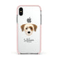 Yorkie Russell Personalised Apple iPhone Xs Impact Case Pink Edge on Silver Phone