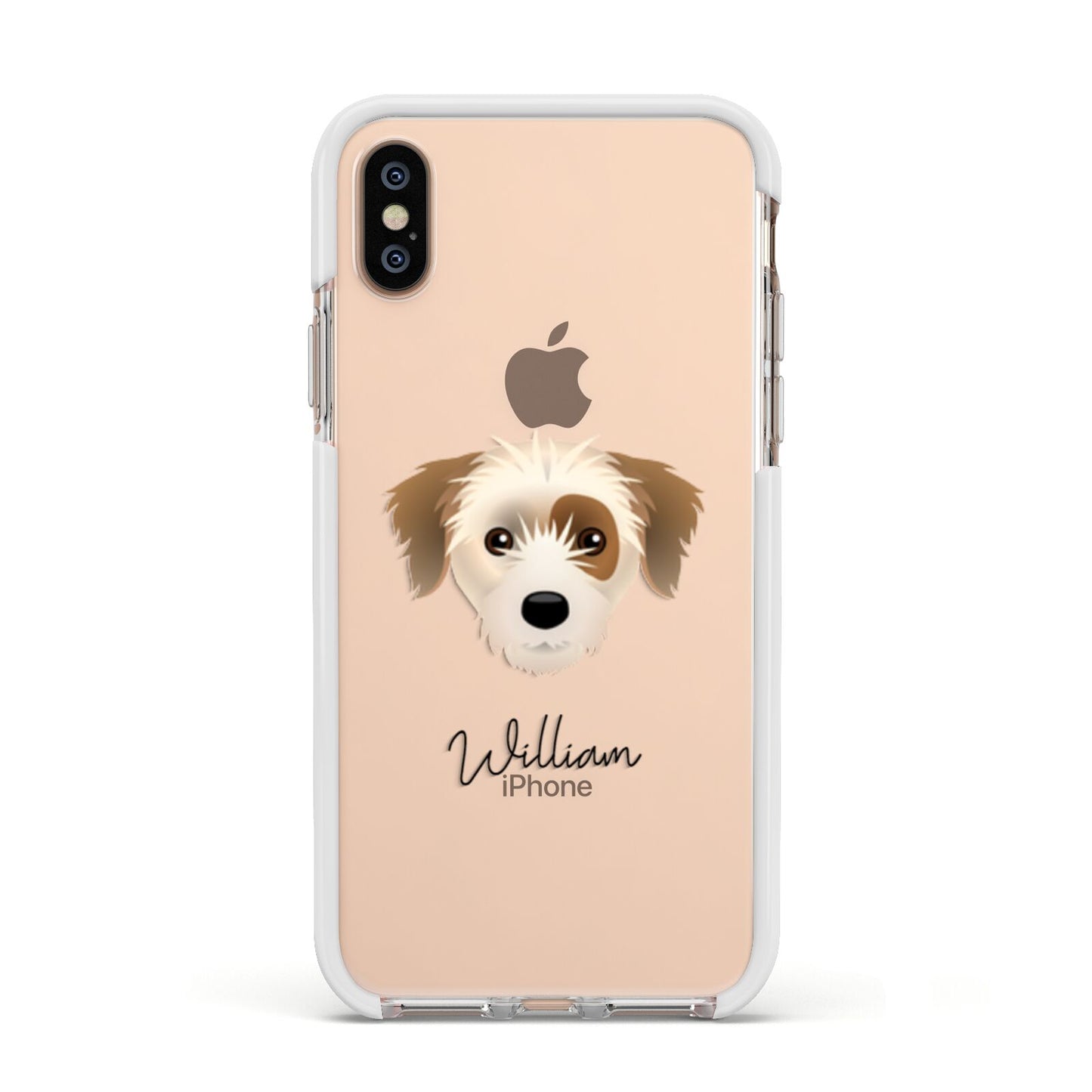 Yorkie Russell Personalised Apple iPhone Xs Impact Case White Edge on Gold Phone
