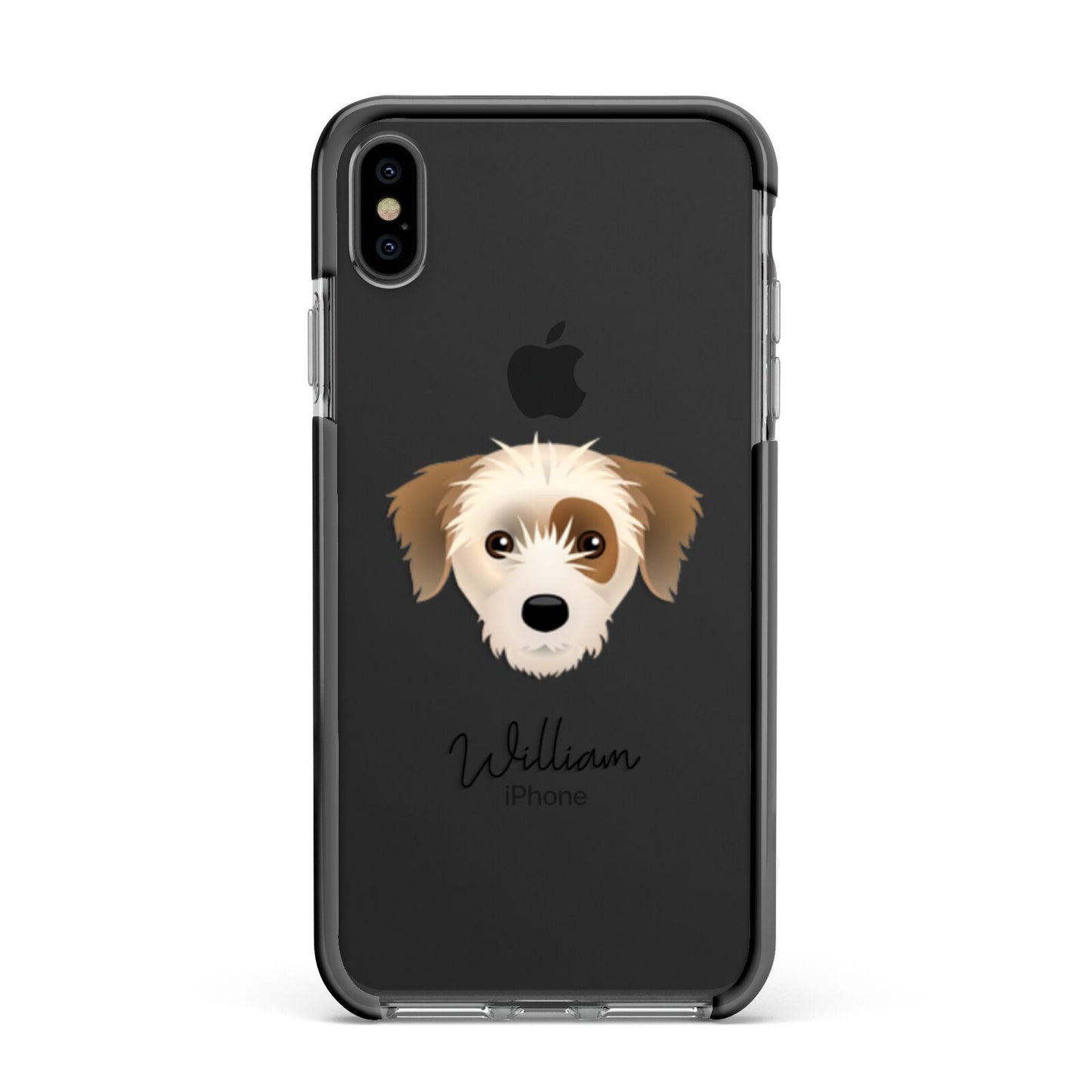 Yorkie Russell Personalised Apple iPhone Xs Max Impact Case Black Edge on Black Phone