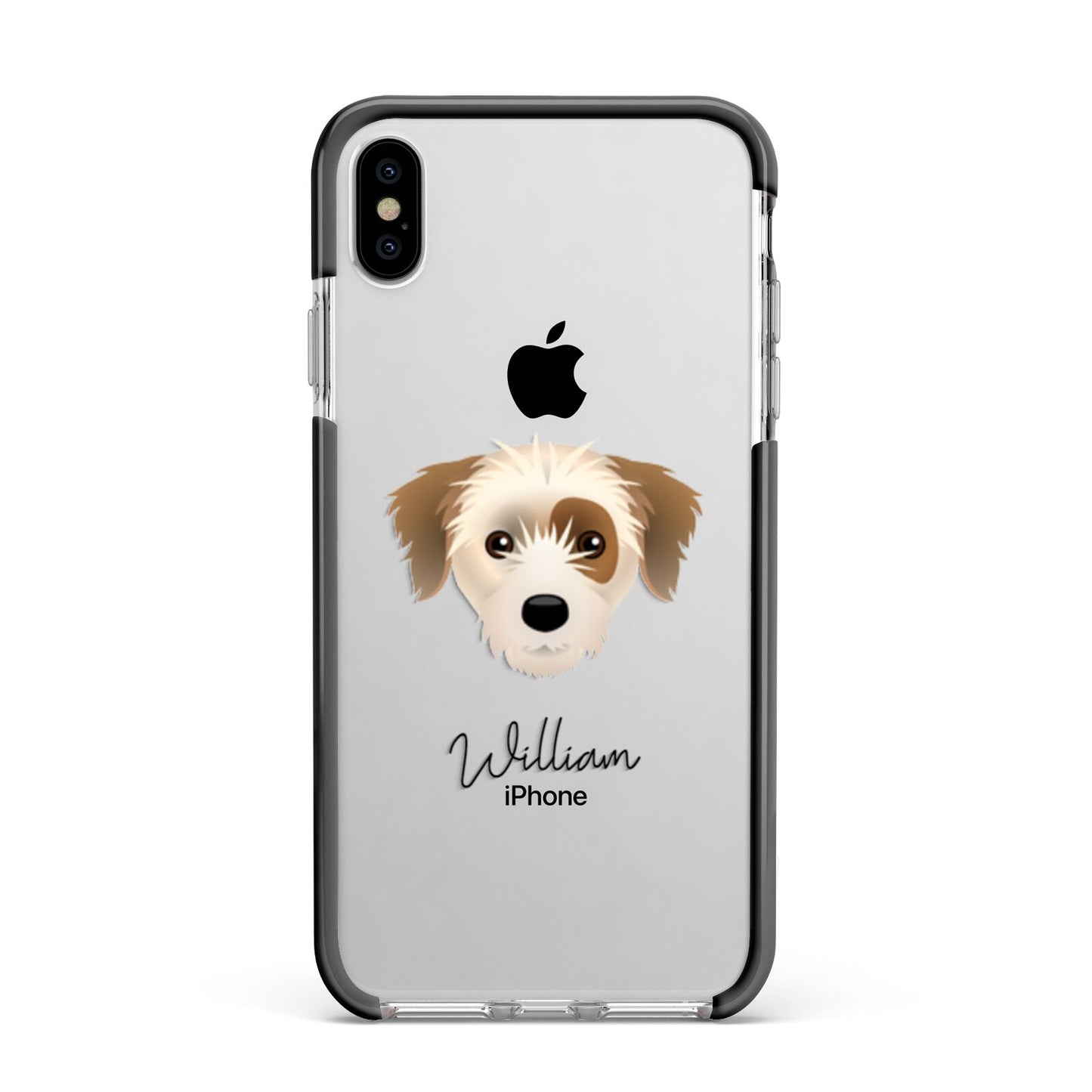 Yorkie Russell Personalised Apple iPhone Xs Max Impact Case Black Edge on Silver Phone