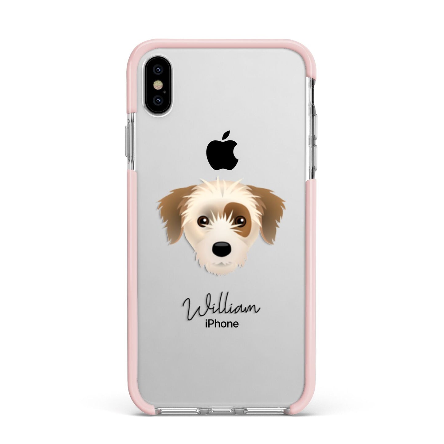 Yorkie Russell Personalised Apple iPhone Xs Max Impact Case Pink Edge on Silver Phone