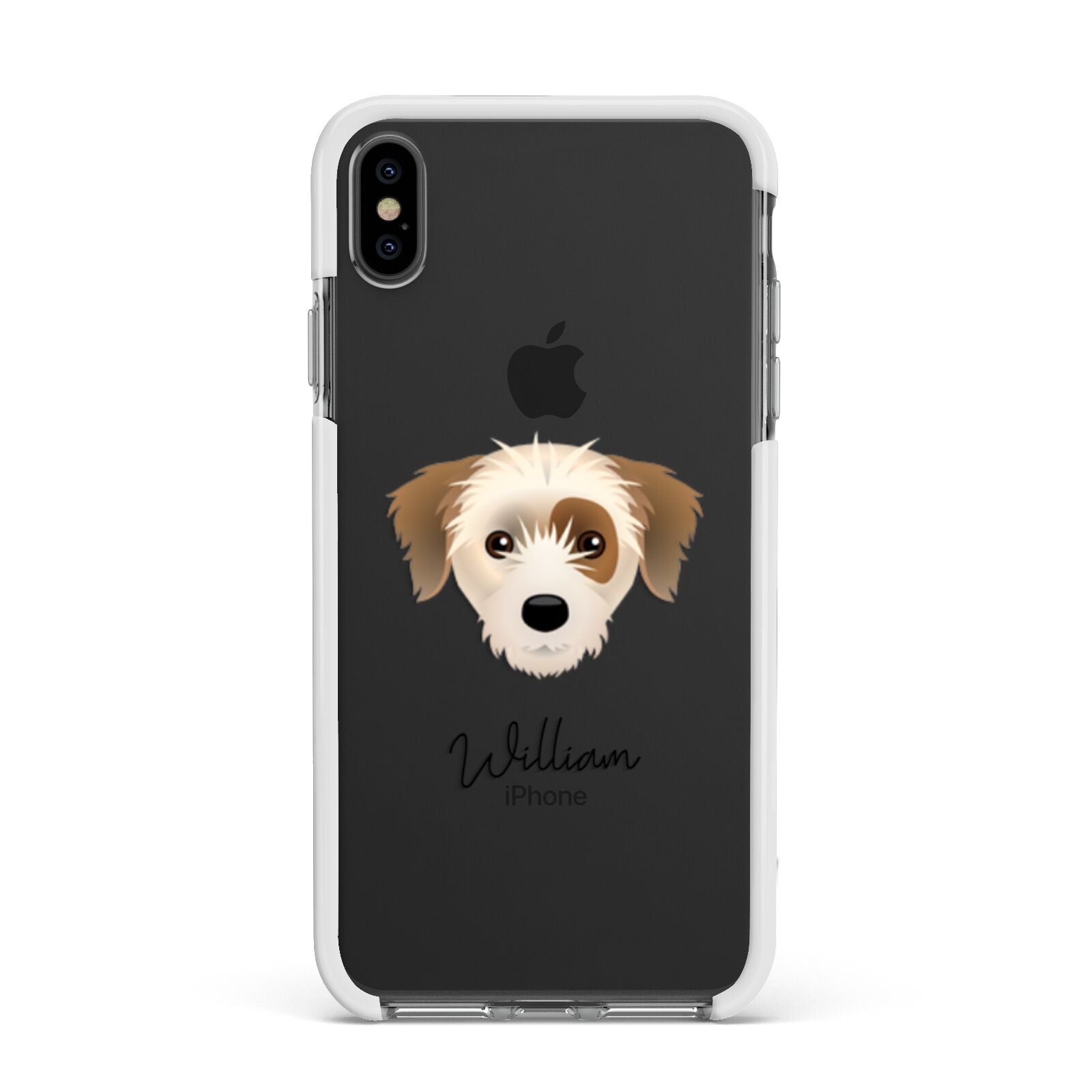 Yorkie Russell Personalised Apple iPhone Xs Max Impact Case White Edge on Black Phone