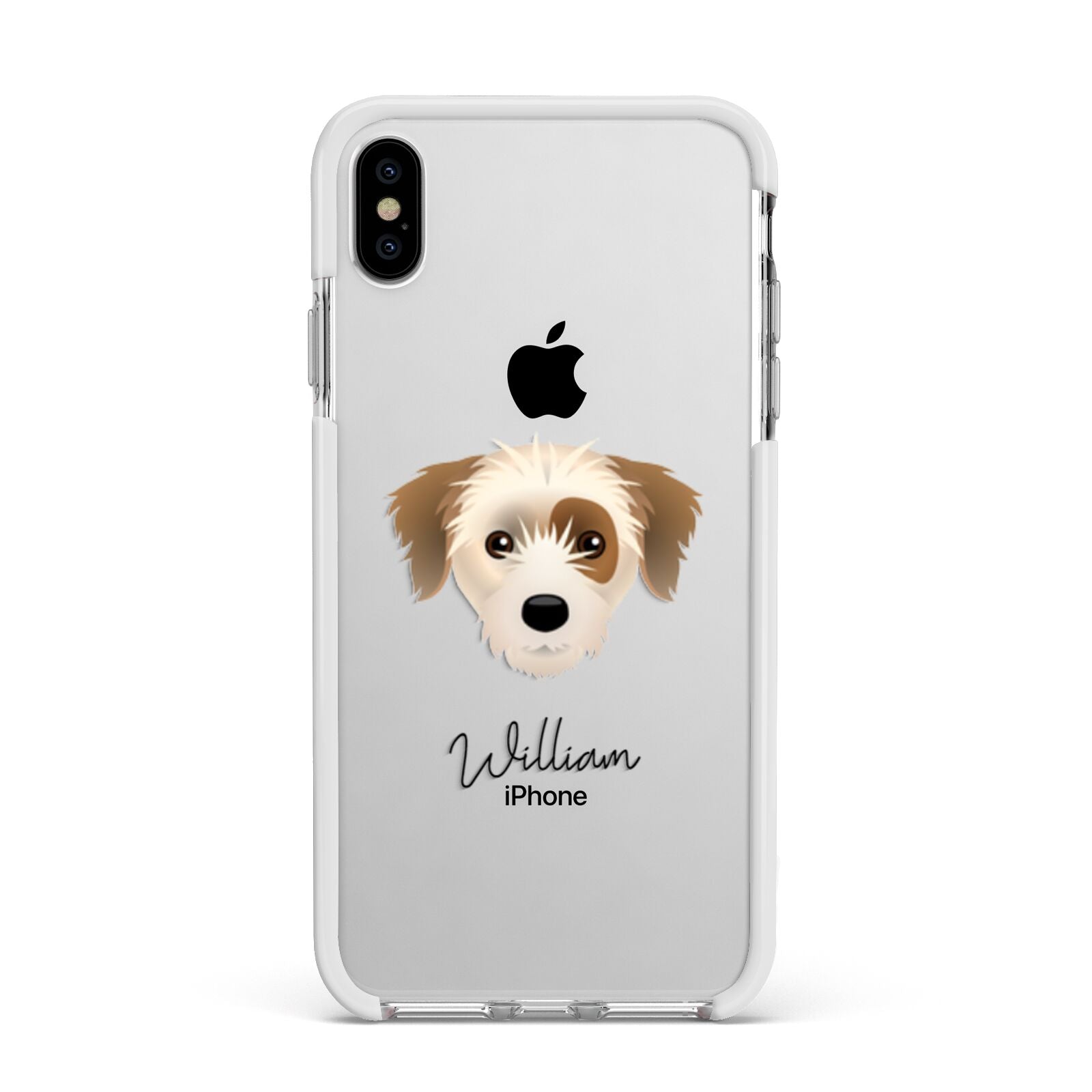 Yorkie Russell Personalised Apple iPhone Xs Max Impact Case White Edge on Silver Phone
