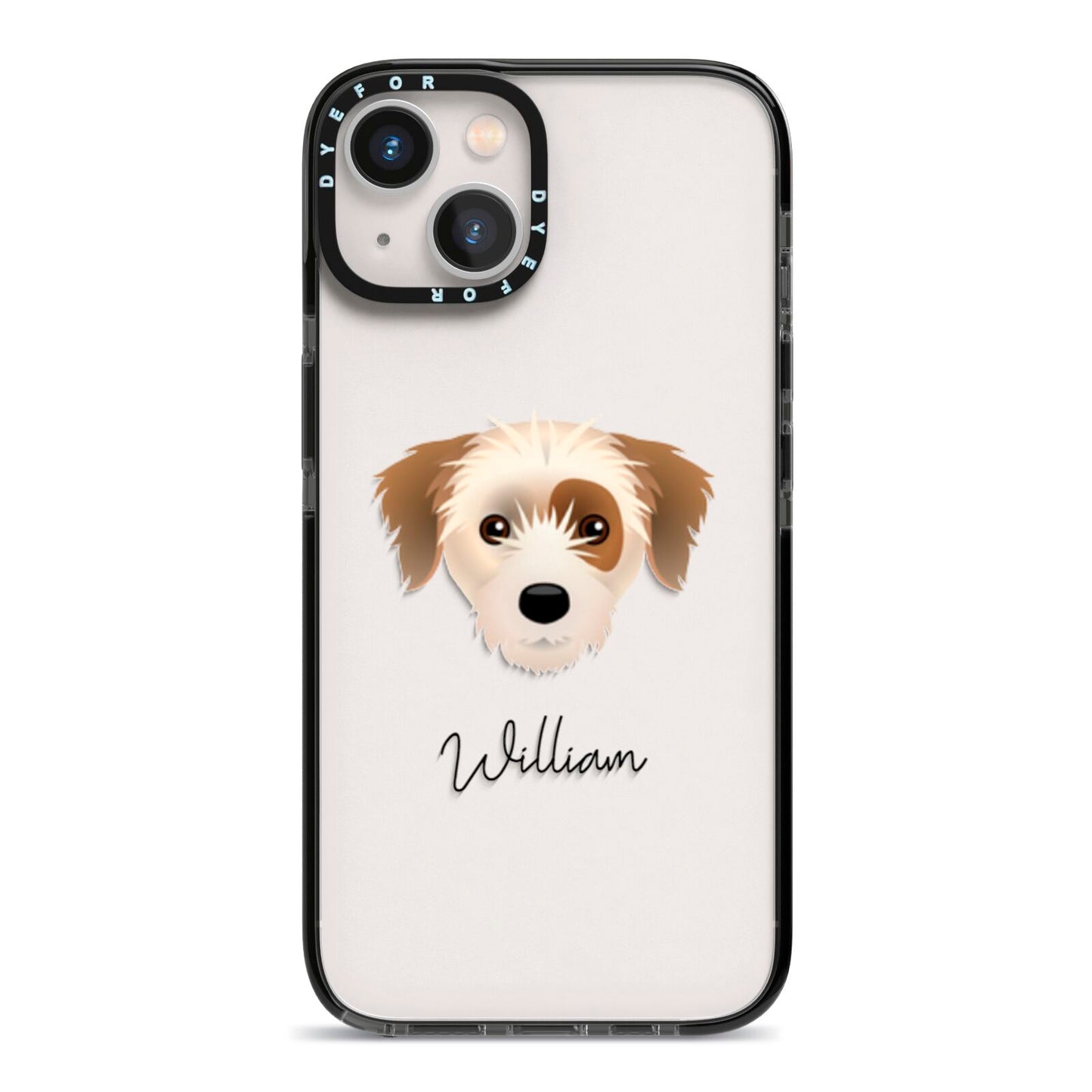 Yorkie Russell Personalised iPhone 13 Black Impact Case on Silver phone