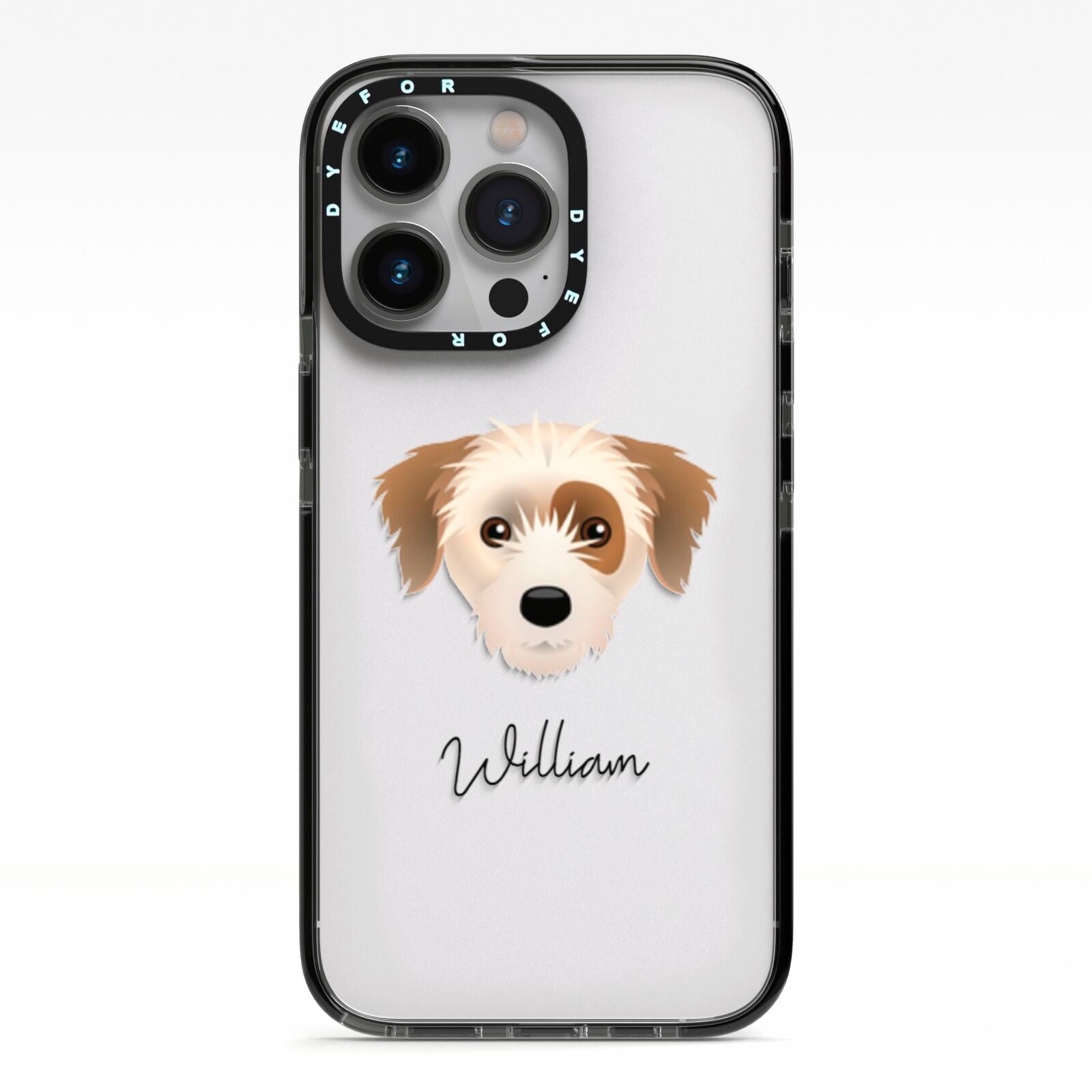 Yorkie Russell Personalised iPhone 13 Pro Black Impact Case on Silver phone