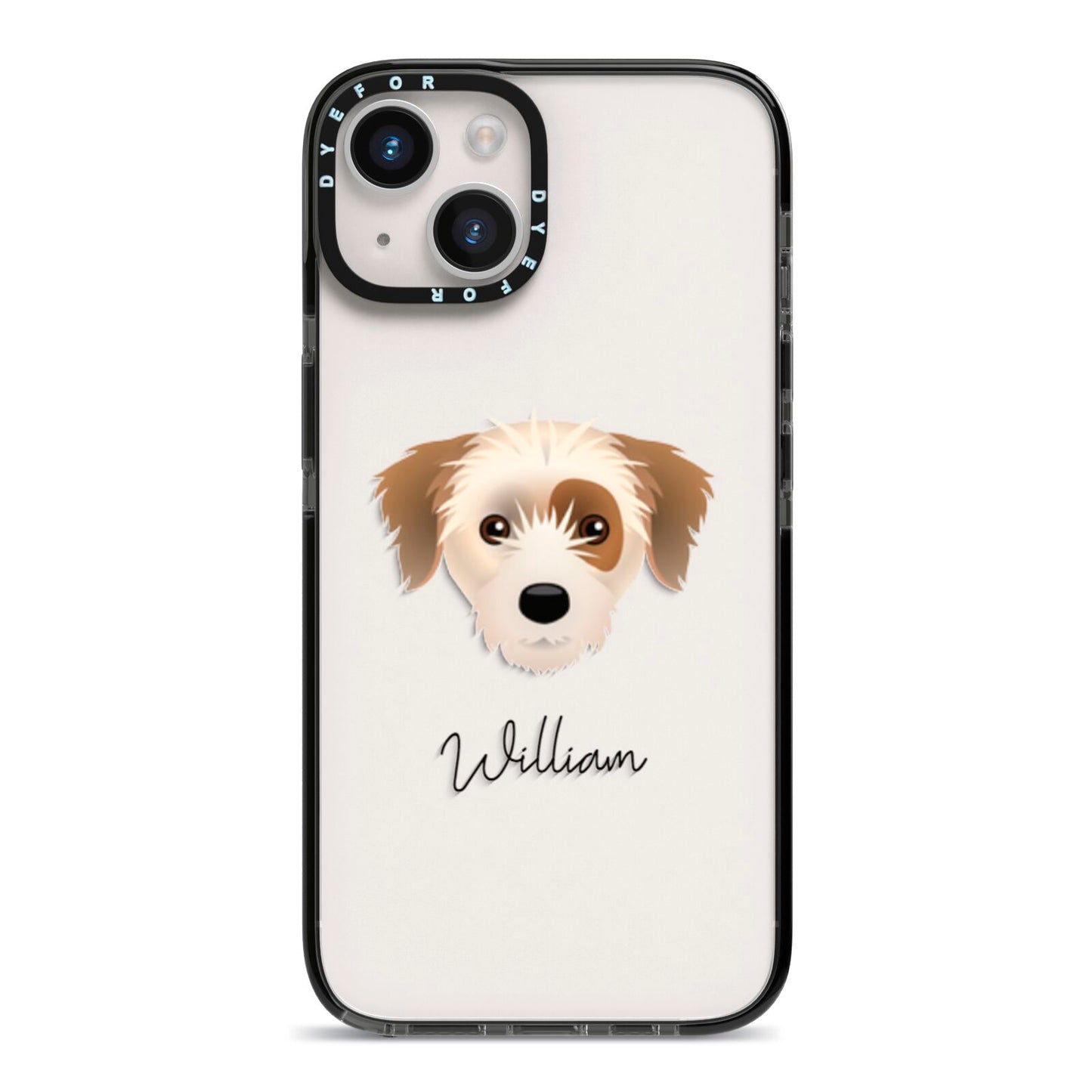 Yorkie Russell Personalised iPhone 14 Black Impact Case on Silver phone