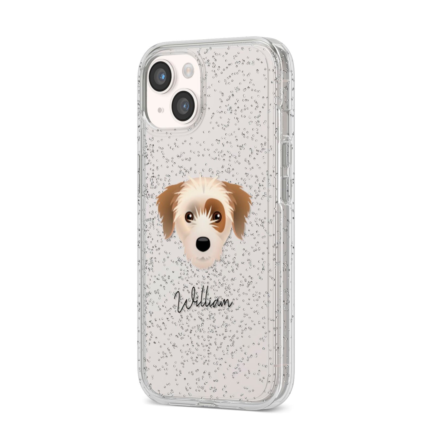 Yorkie Russell Personalised iPhone 14 Glitter Tough Case Starlight Angled Image