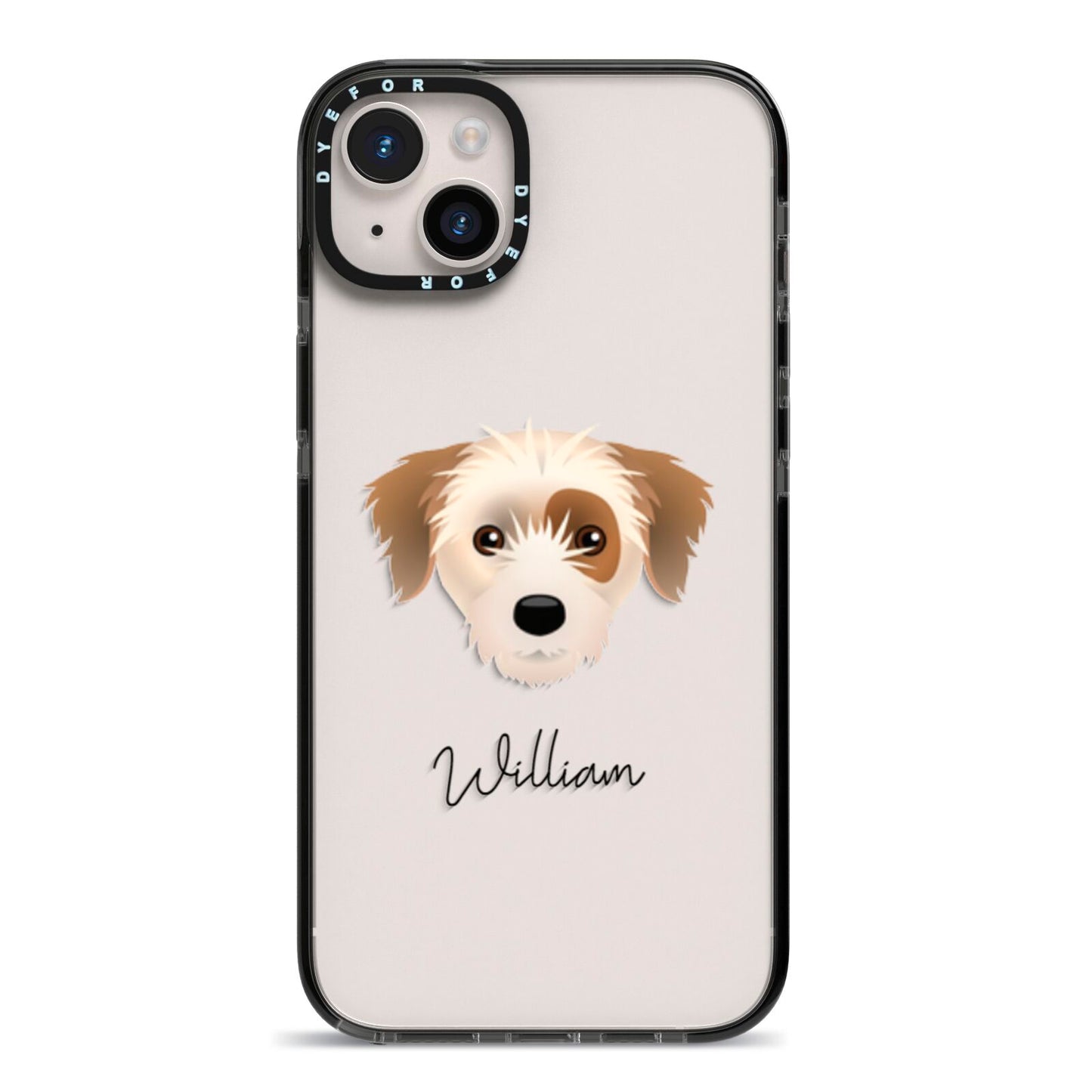 Yorkie Russell Personalised iPhone 14 Plus Black Impact Case on Silver phone