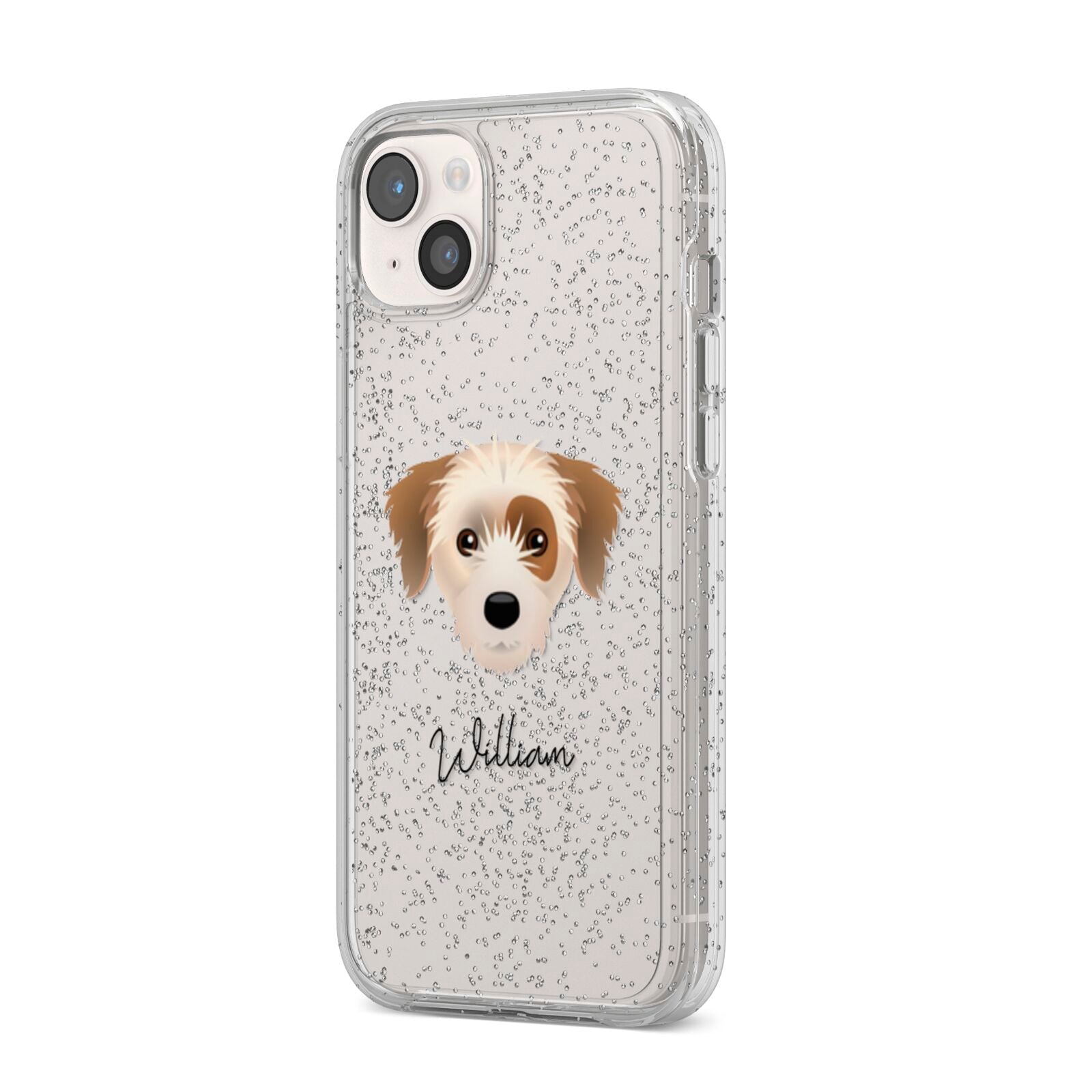 Yorkie Russell Personalised iPhone 14 Plus Glitter Tough Case Starlight Angled Image