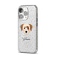 Yorkie Russell Personalised iPhone 14 Pro Glitter Tough Case Silver Angled Image