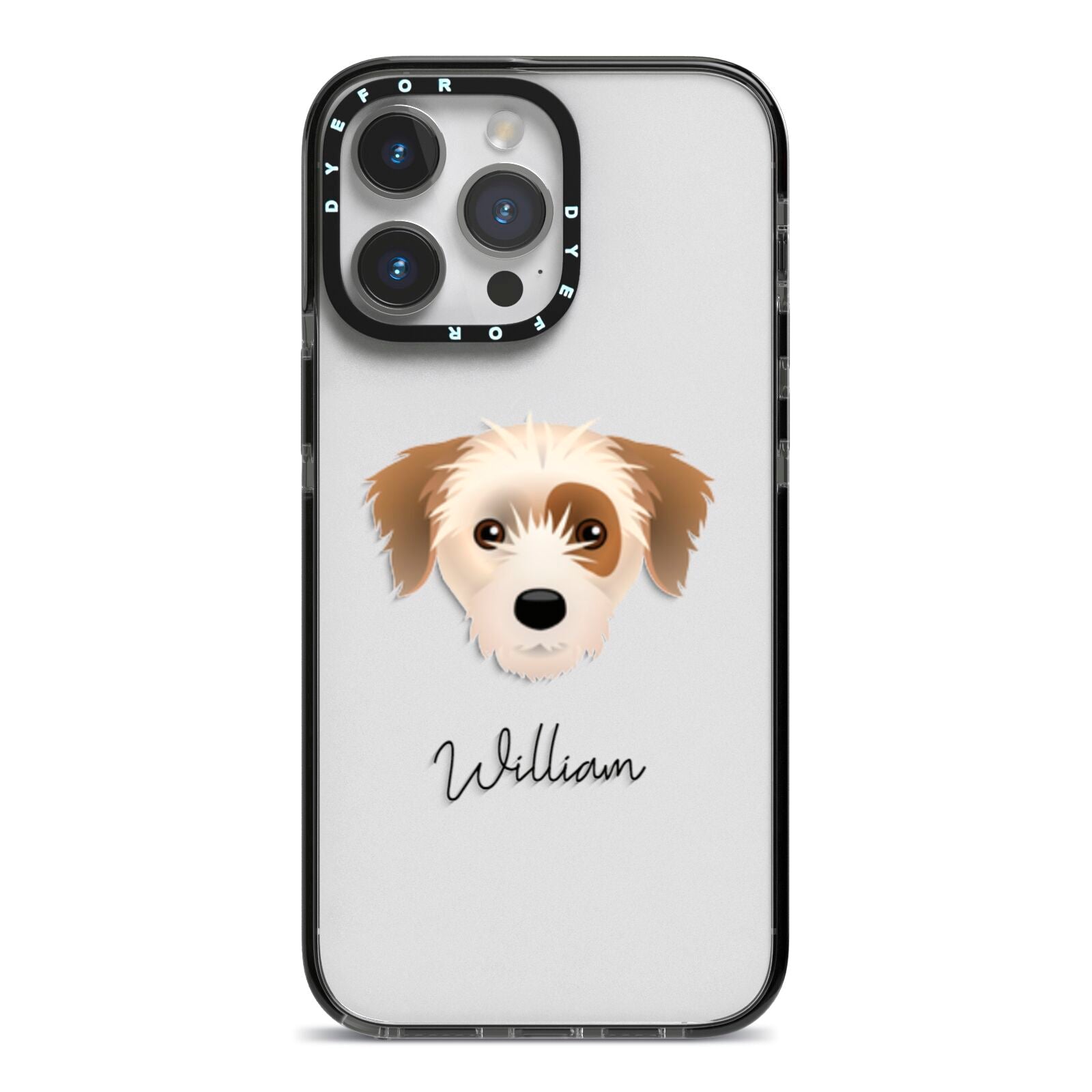 Yorkie Russell Personalised iPhone 14 Pro Max Black Impact Case on Silver phone