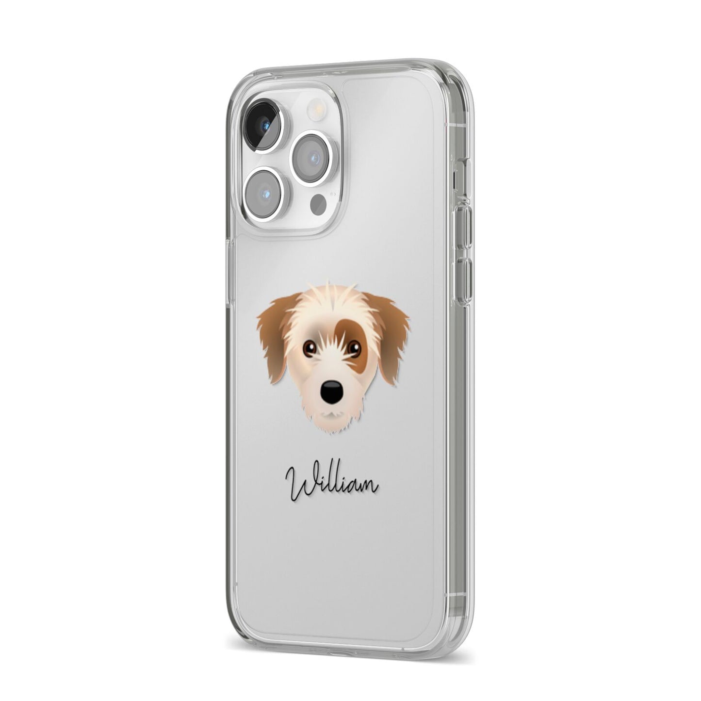 Yorkie Russell Personalised iPhone 14 Pro Max Clear Tough Case Silver Angled Image