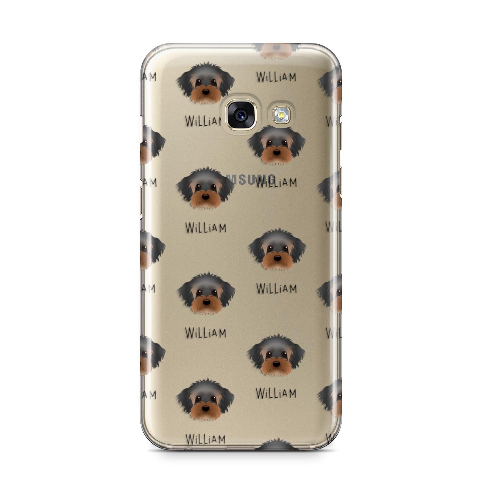 Yorkipoo Icon with Name Samsung Galaxy A3 2017 Case on gold phone