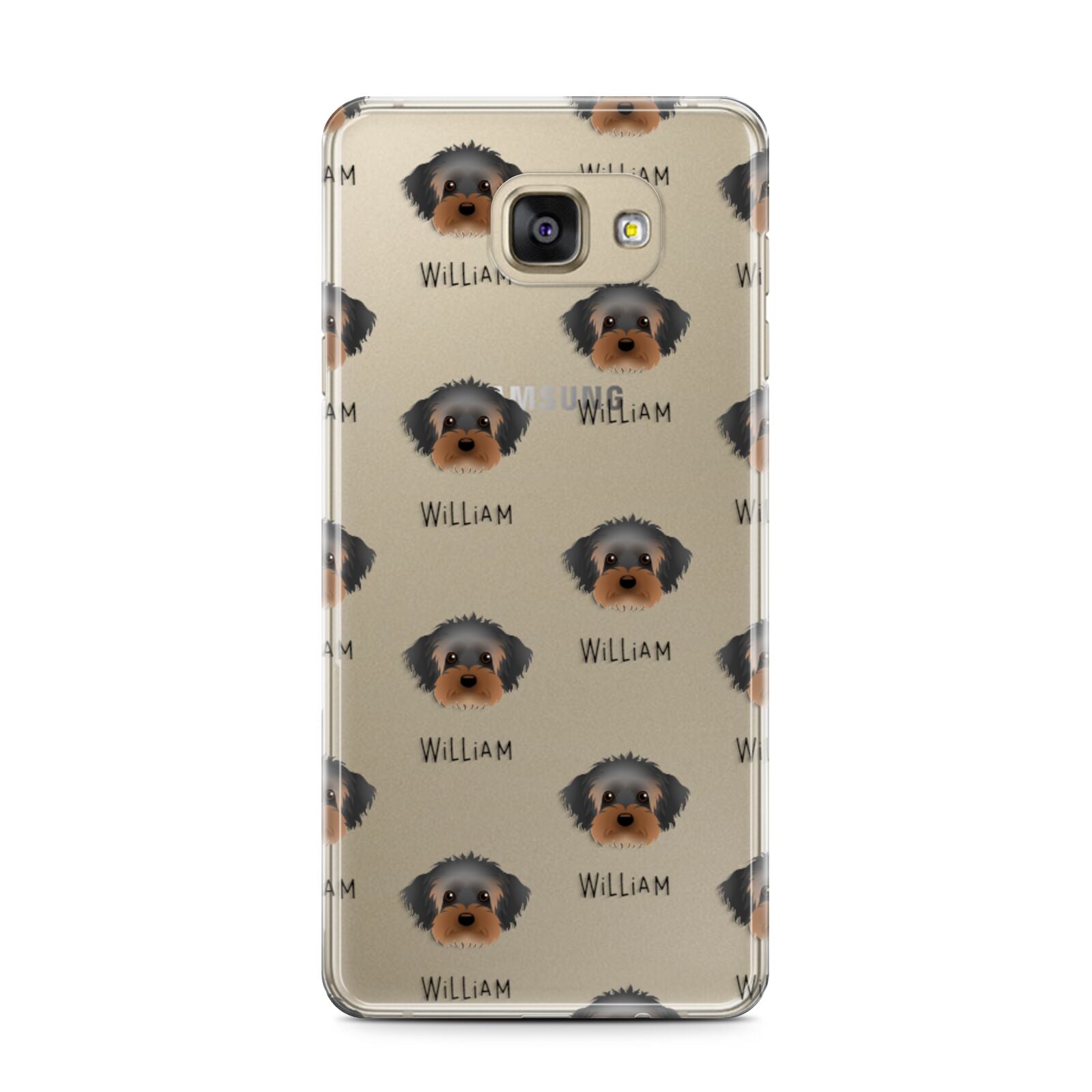 Yorkipoo Icon with Name Samsung Galaxy A7 2016 Case on gold phone