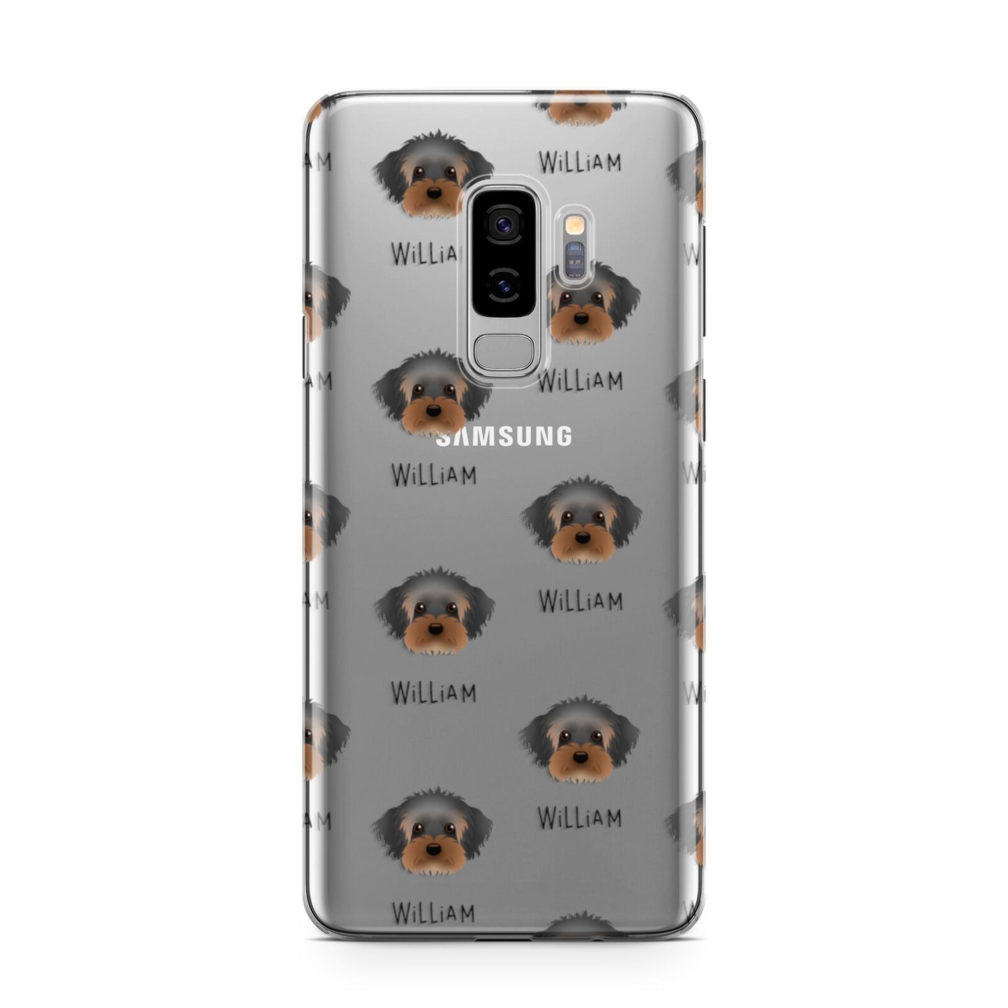 Yorkipoo Icon with Name Samsung Galaxy S9 Plus Case on Silver phone